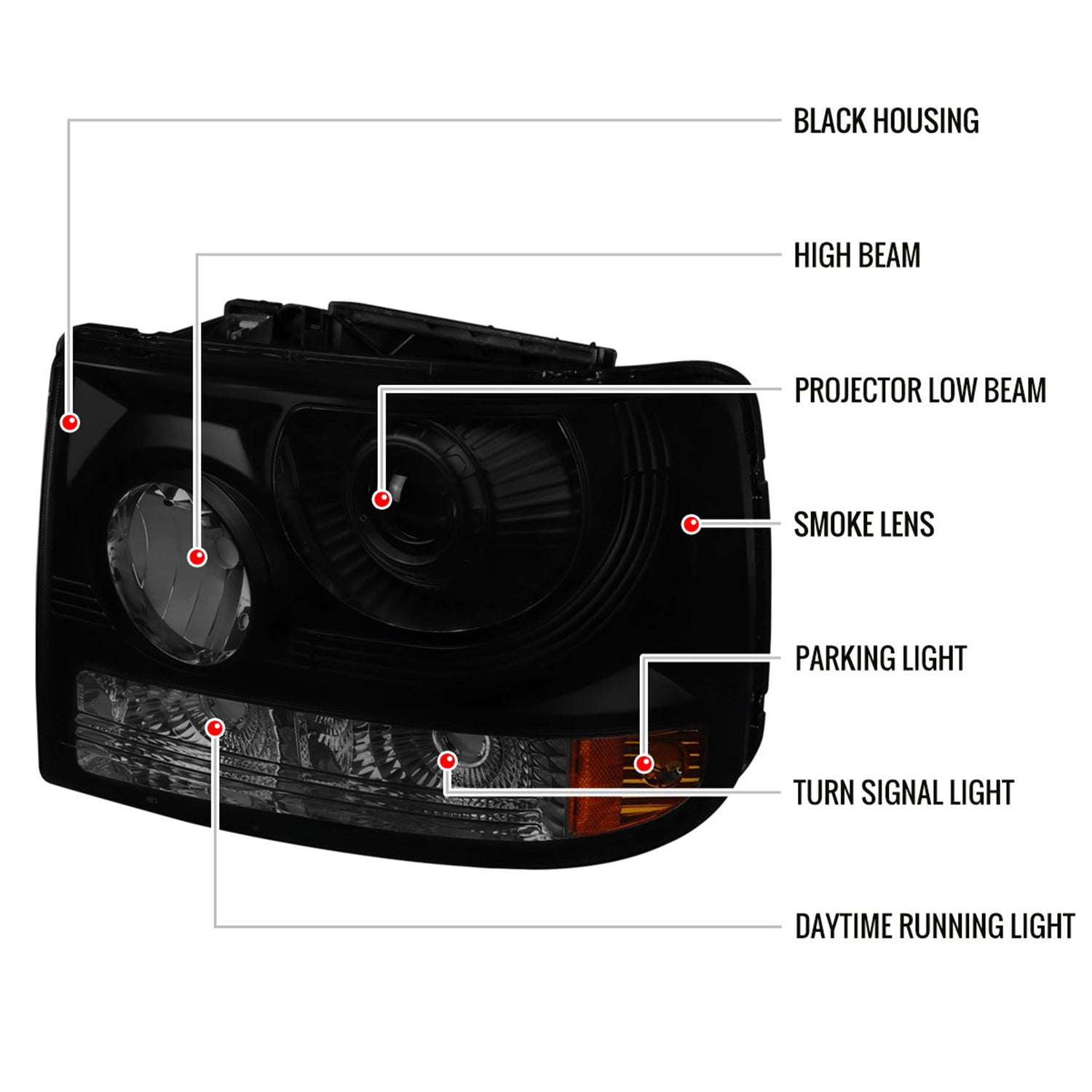 1999-2002 Chevy Silverado 1500 2500/Tahoe Suburban Headlights Bumper Smoke