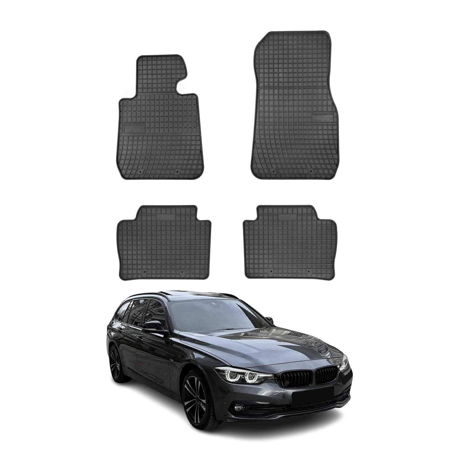 2012-2019 BMW 3 Series F31 Wagon Floor Mats Liners Full Set All Weather Rubber Black