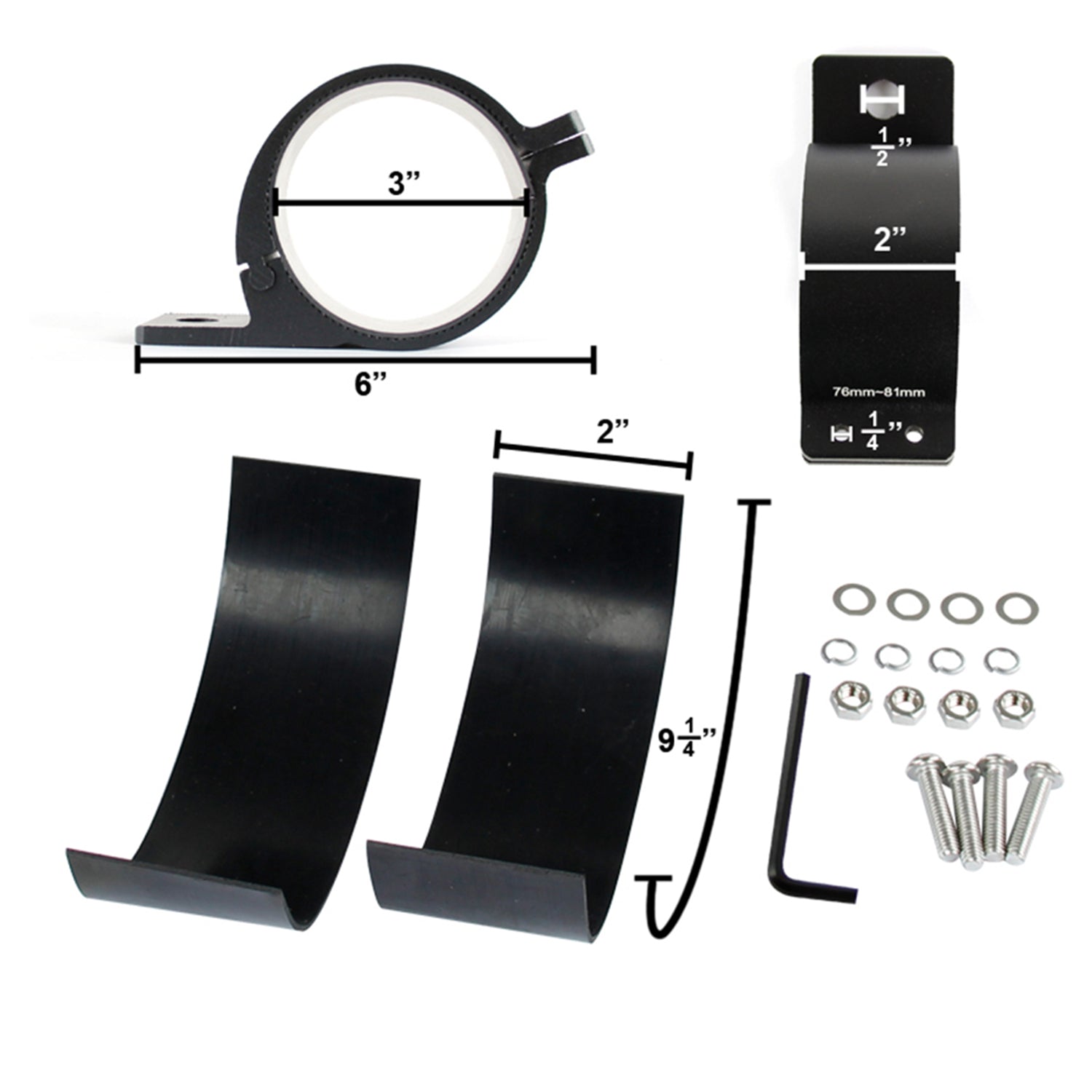 Universal 3" Aluminum Light Mounting Brackets Black