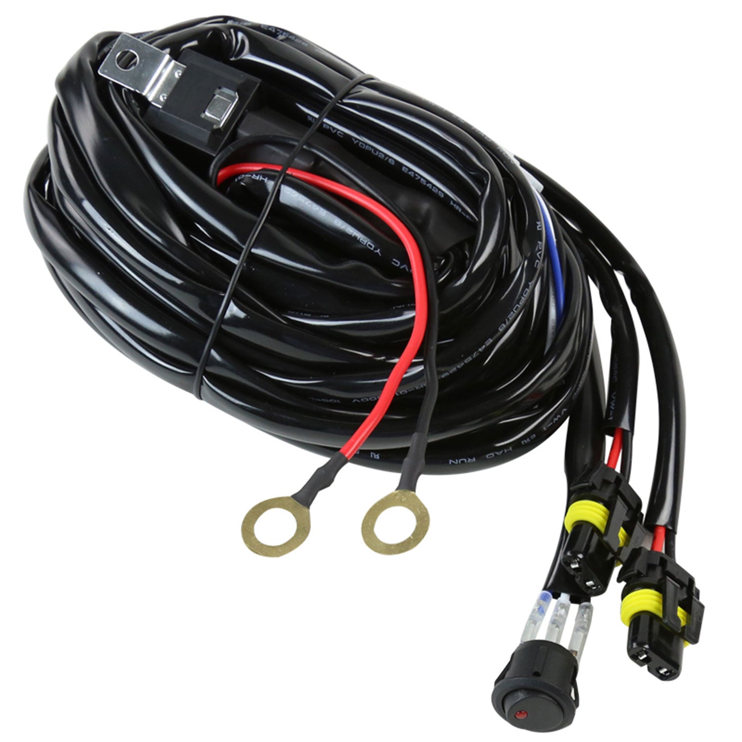 Universal 9' 14 Gauge Fog Lights Wiring Kit 2 Connectors Fuse Switch & Relay