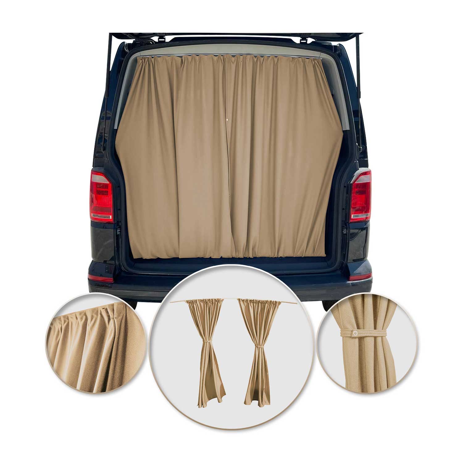 Nissan NV200 Trunk Tailgate Curtains Beige 2 Privacy Curtains