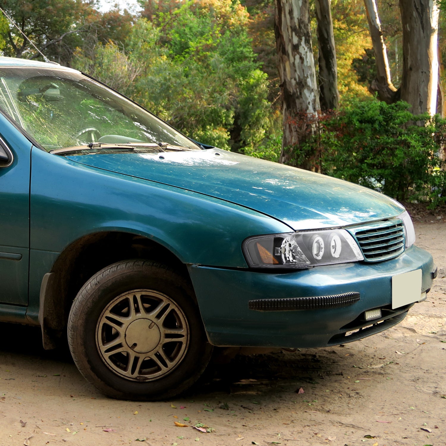 1995-1999 Nissan Sentra/200SX Dual Halo Projector Headlights Matt Black/Clear