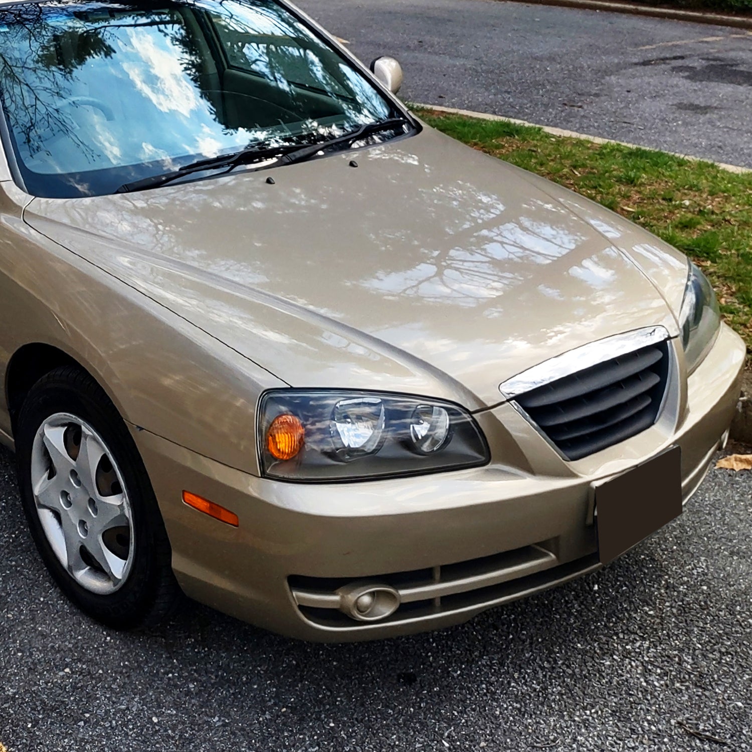 2004-2006 Hyundai Elantra Crystal Headlights w/ Amber Reflectors Black/Clear