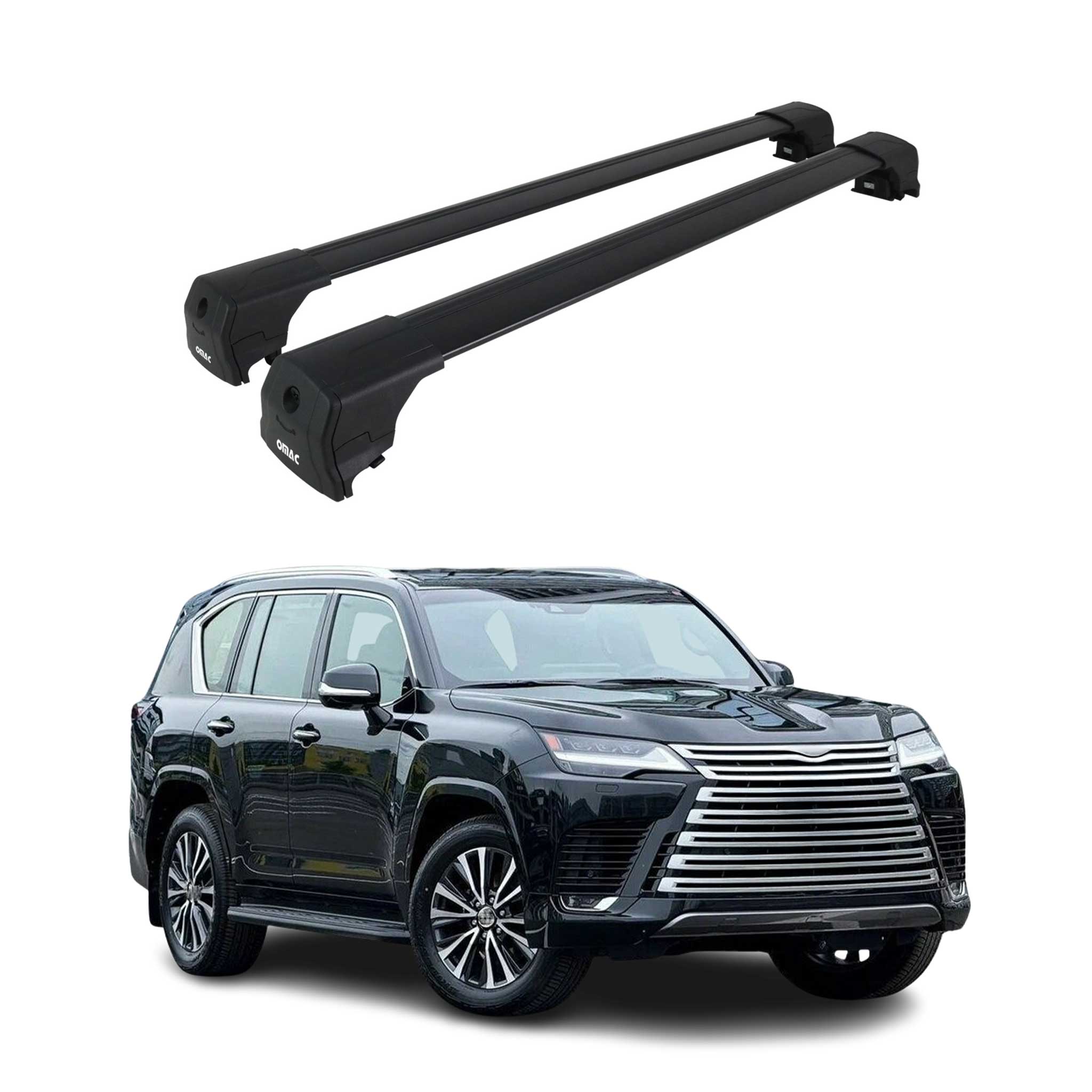 2022-2026 Lexus LX 600 Roof Rack Cross Bars Luggage Carrier Alu Black 2Pcs