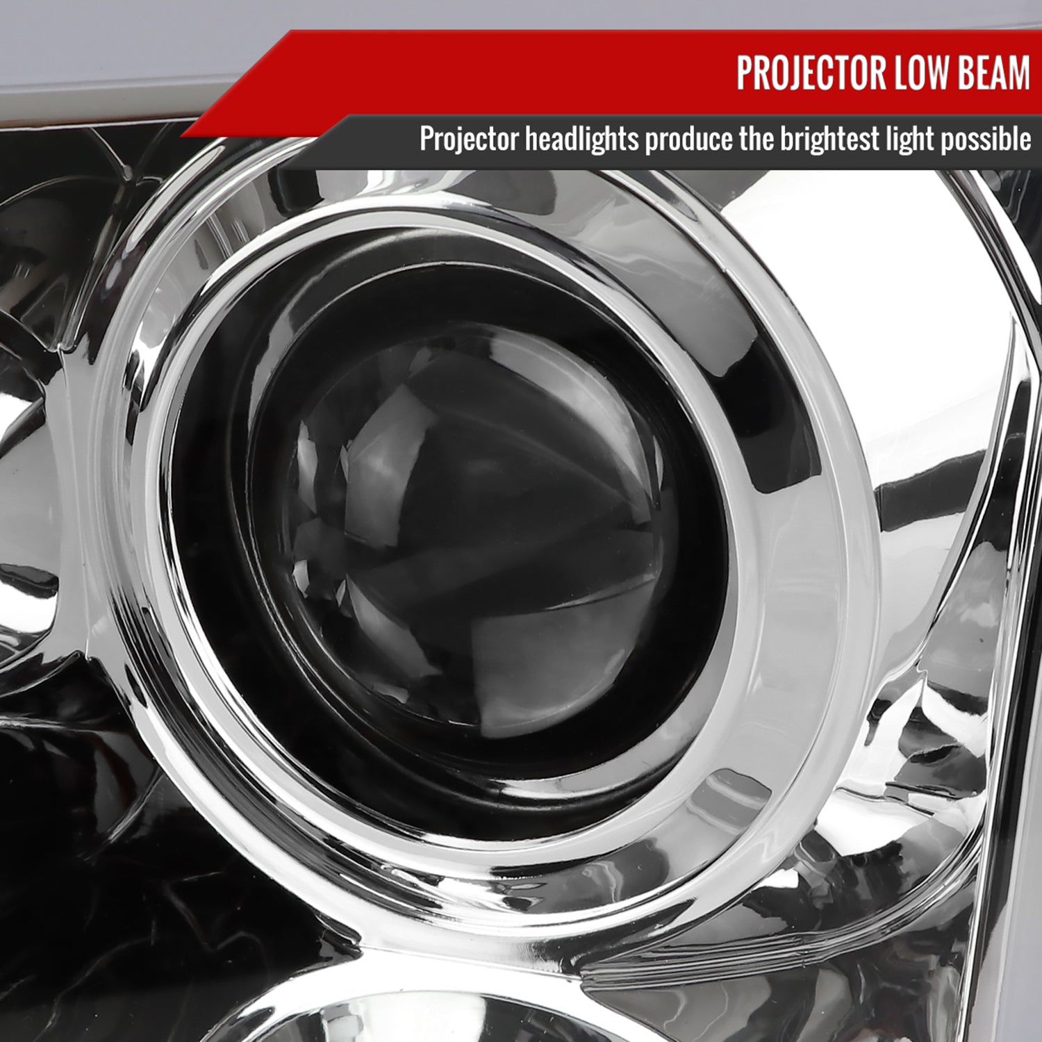 1997-2004 Ford F-150 / 97-2002 Expedition LED C-Bar Projector Headlights Chrome