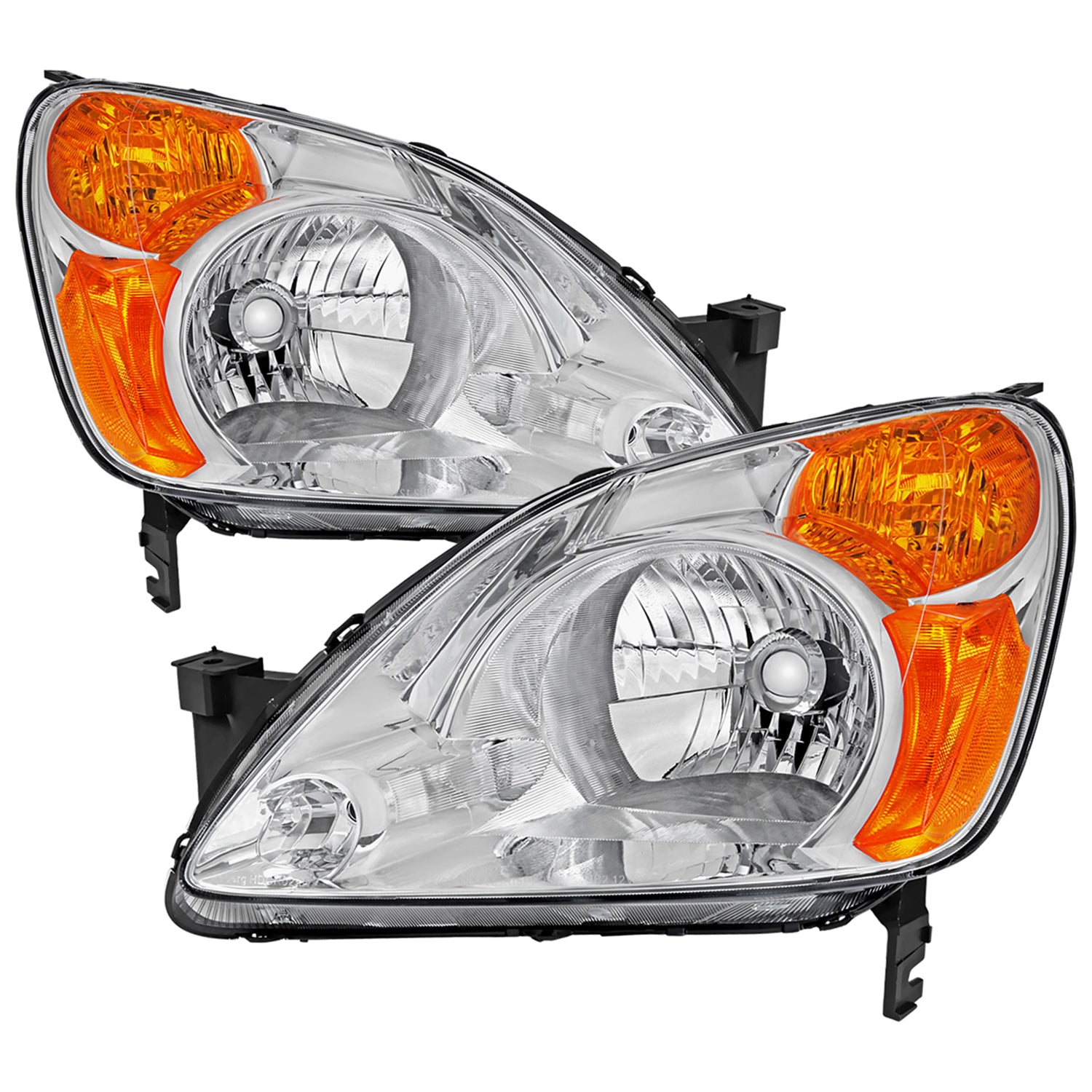 2002-2004 Honda CR-V Factory Style Headlights w/Amber Reflector Chrome/Clear