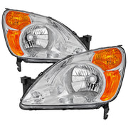 2002-2004 Honda CR-V Factory Style Headlights w/Amber Reflector Chrome/Clear