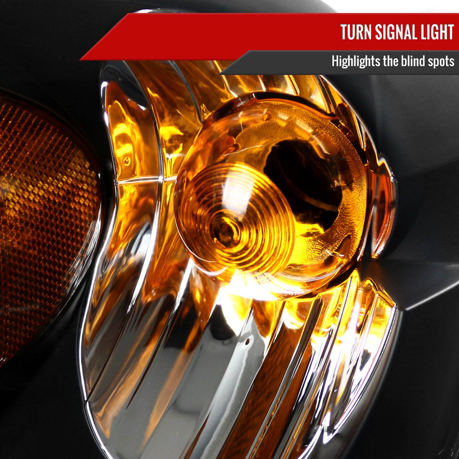 2004-2007 Chevy Malibu Factory Headlights w/Amber Reflectors Matt Black/Clear