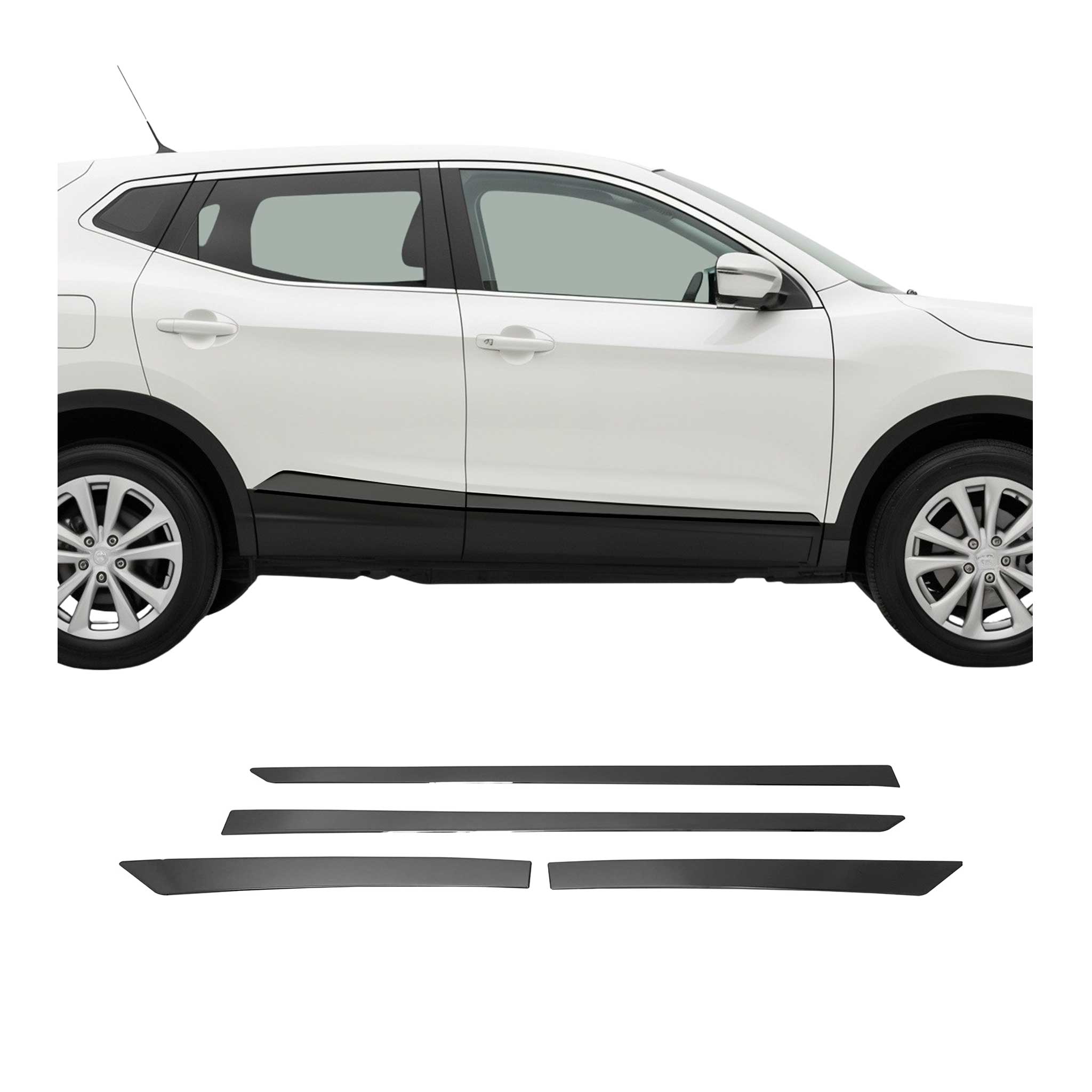 2017-2022 Nissan Rogue Sport Side Door Molding Trim Stainless Steel Dark 4x