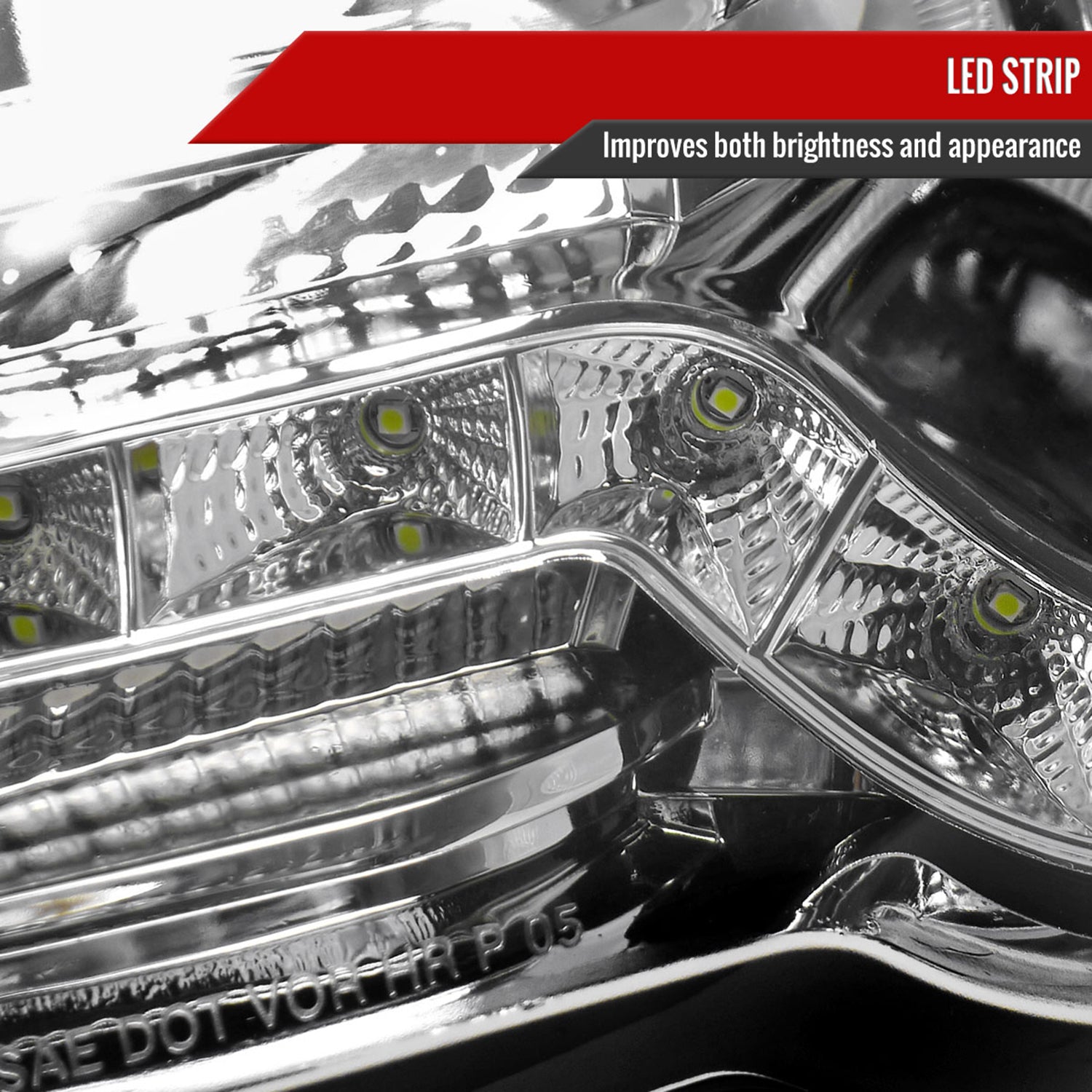 2006-2010 VW Passat Halo Projector Headlights R8 LED Light Strip Chrome