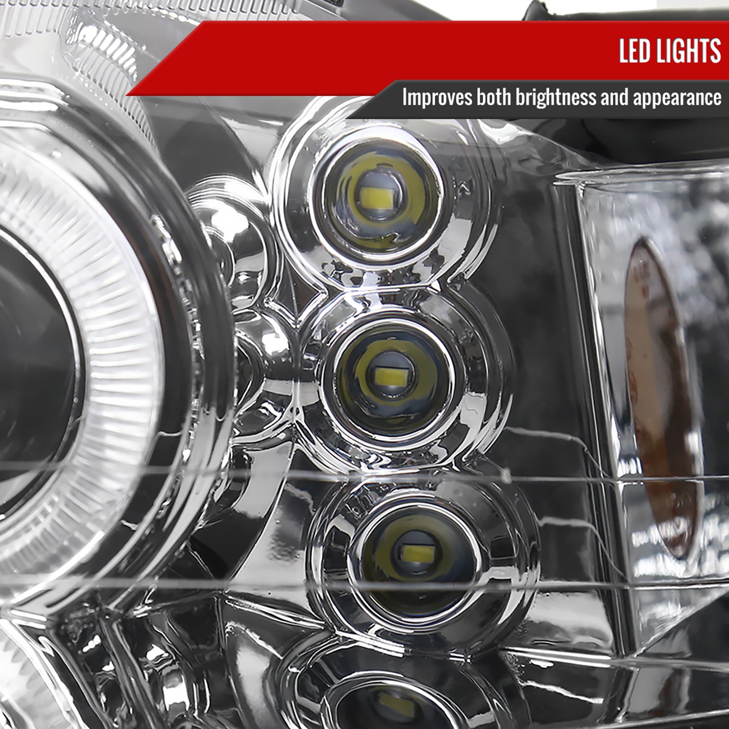 1999-2004 Ford Mustang Dual Halo V2 Projector Headlights Chrome/Clear Lens