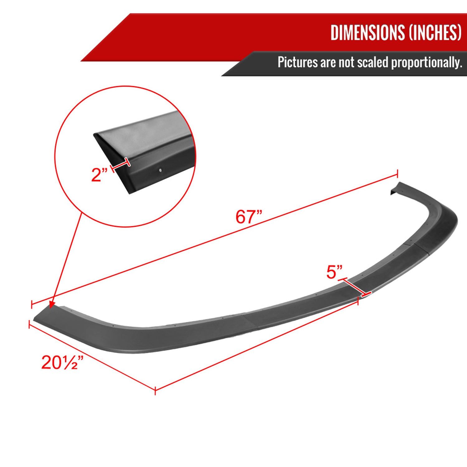 2015-2021 Dodge Challenger SXT Matte Black 3PC Front Bumper Lip Splitter Kit