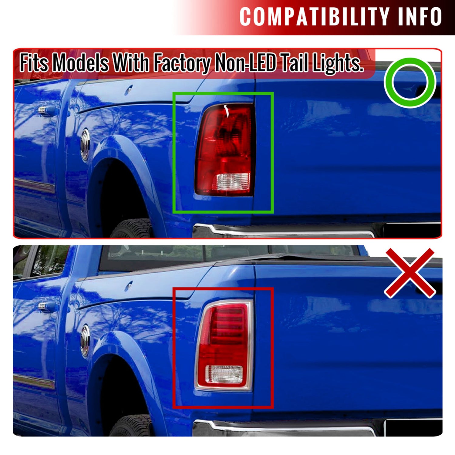 2009-2018 Dodge RAM Red C-Bar LED Tail Lights Jet Black Housing/Clear Lens