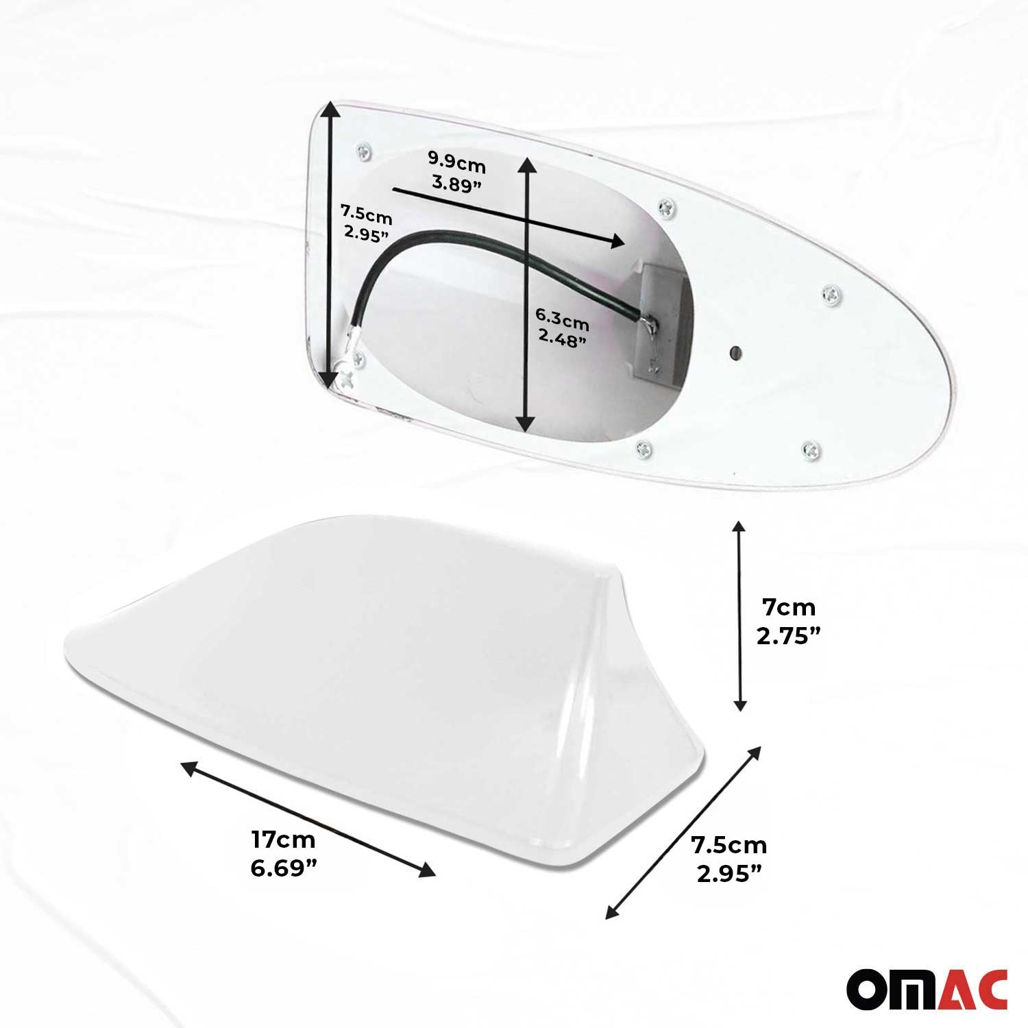 Genesis Car Shark Fin Antenna Roof Radio AM/FM Signal White