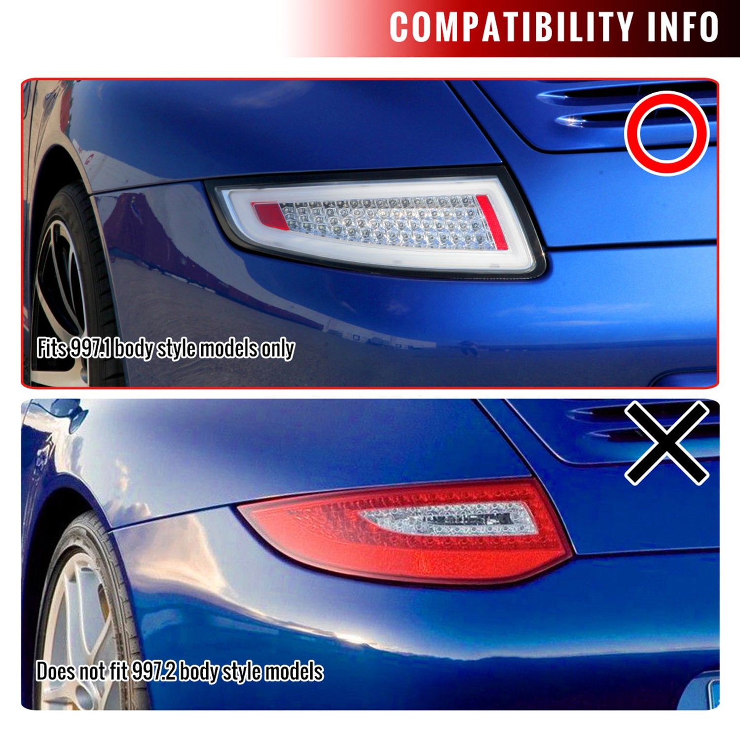 2005-2008 Porsche 911 997 Carrera / 911 997 GT3 LED Tail Lights Chrome/Smoke