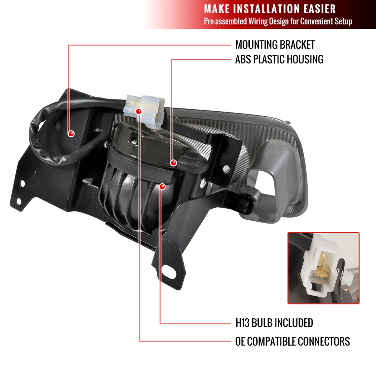 1992-1995 Honda Civic Coupe/Hatchback H3 Fog Lights Kit Chrome/Smoke Lens