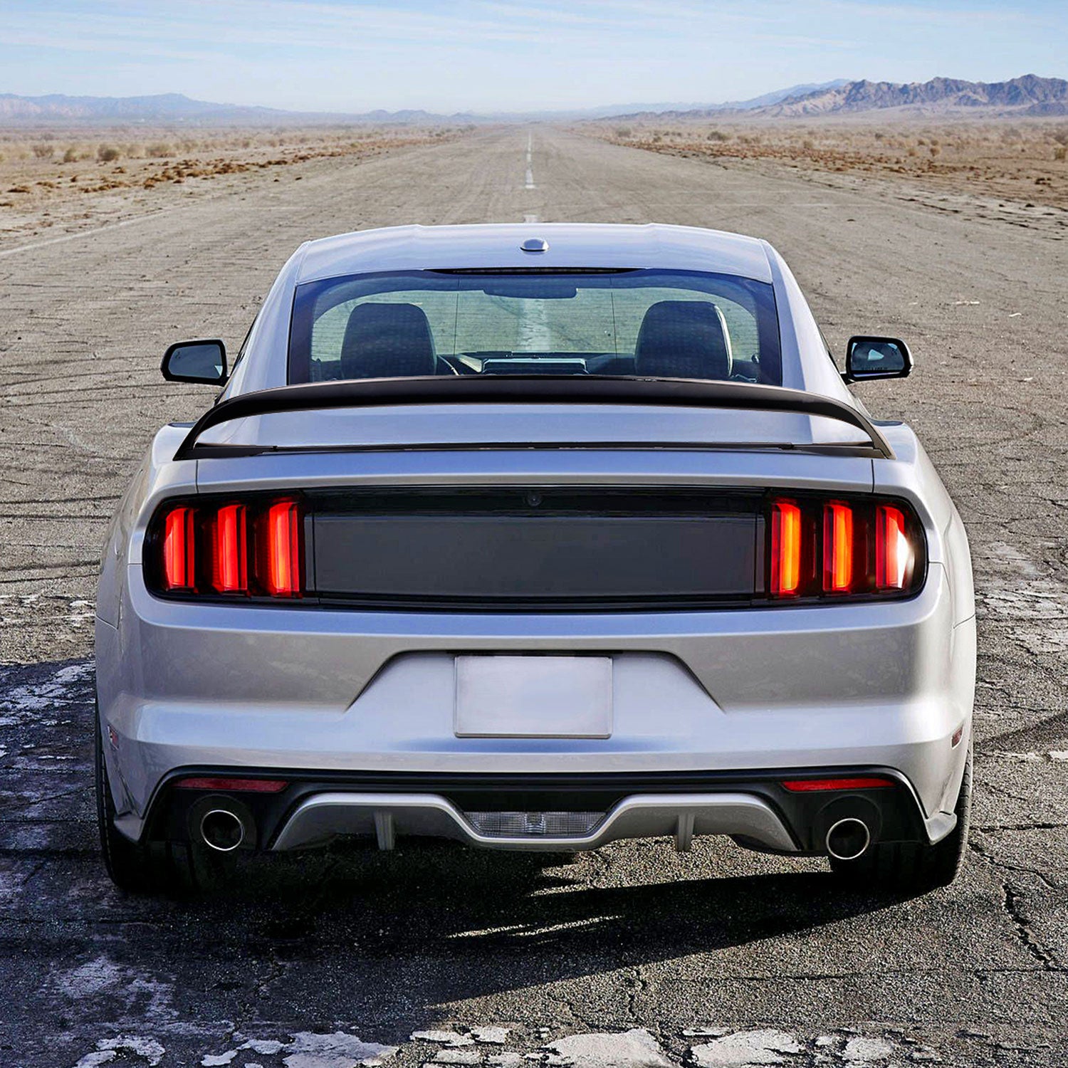 2015-2022 Ford Mustang Matte Black ABS GT350R Style 4PC Rear Spoiler Wing