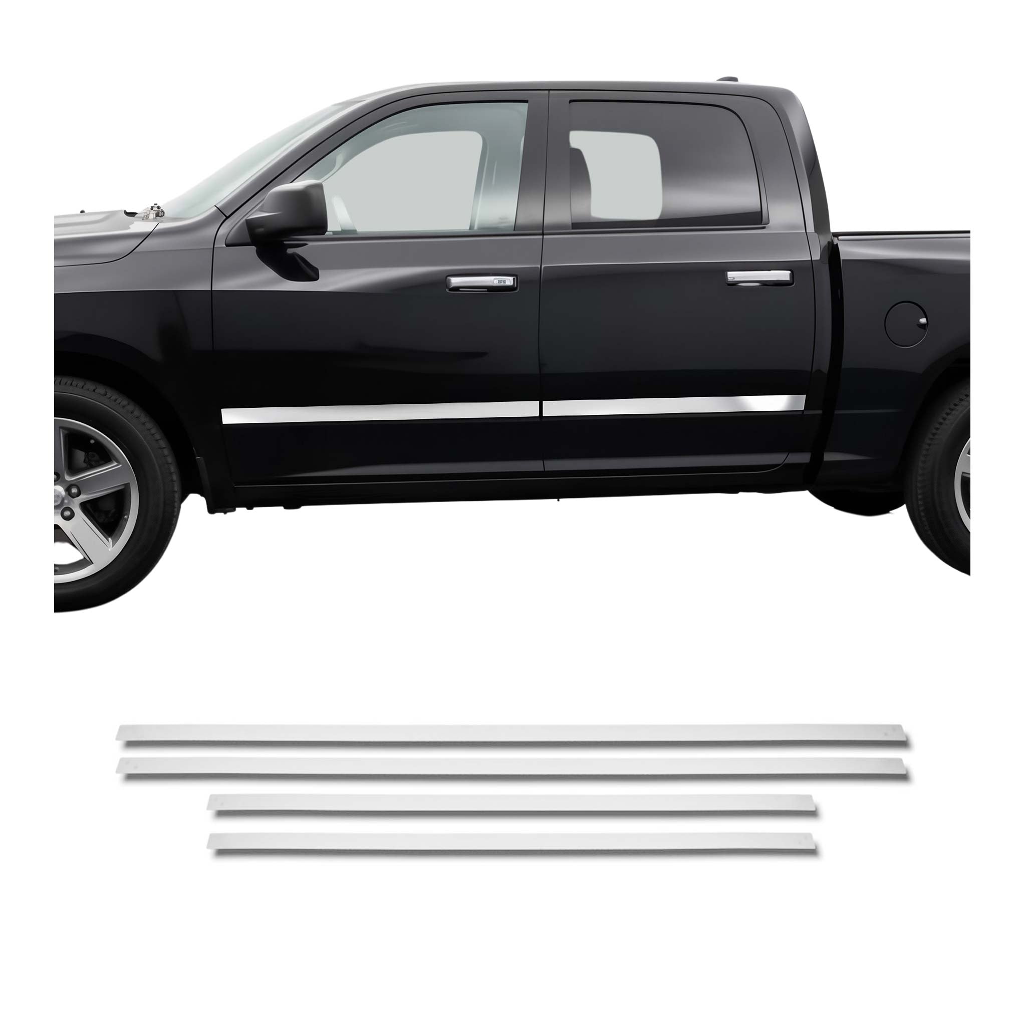 2009-2011 Dodge Ram 1500 Crew Cab Side Door Molding Trim Stainless Steel
