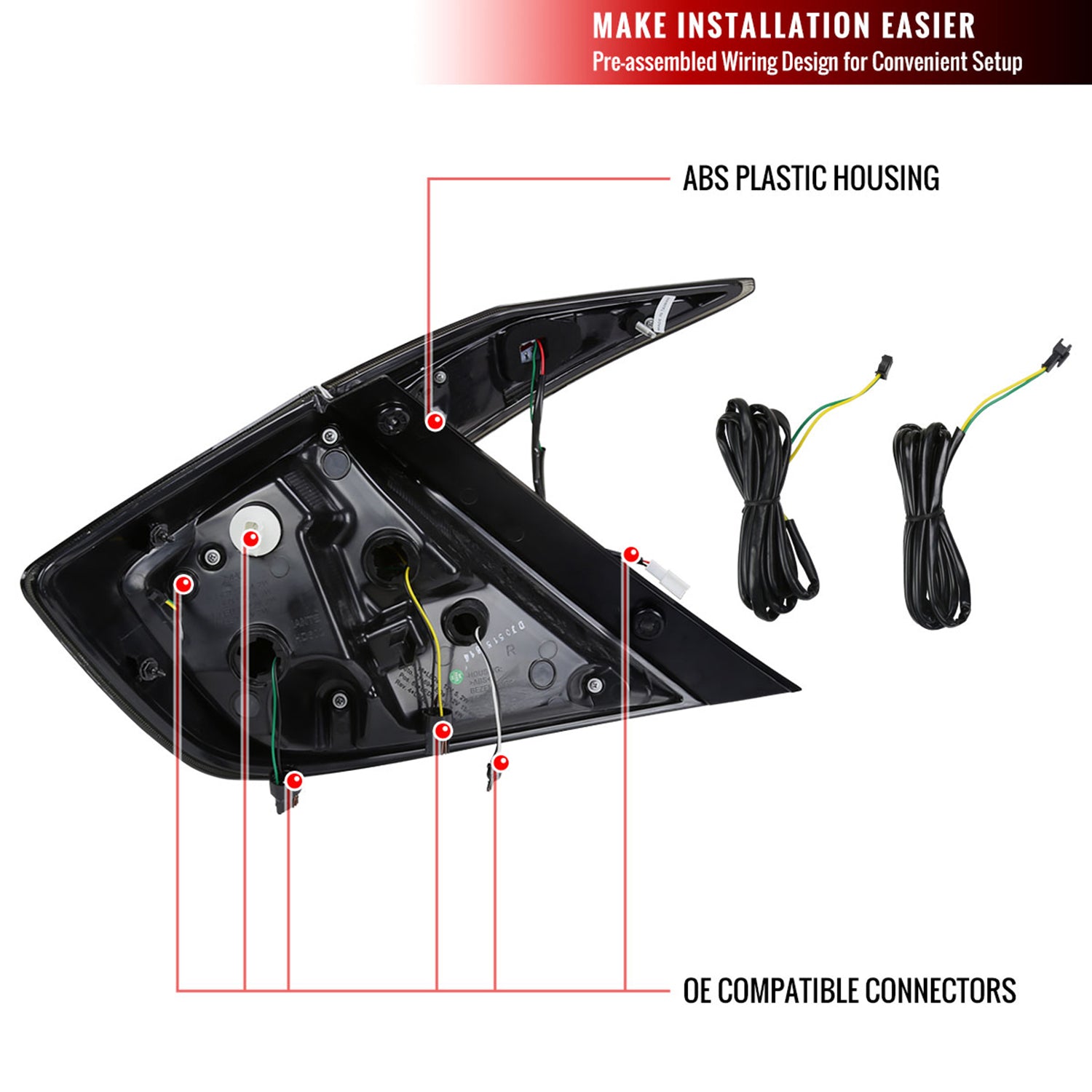 2016-2021 Honda Civic 4DR Sedan White LED Tail Lights Signal Lamps Matt Black