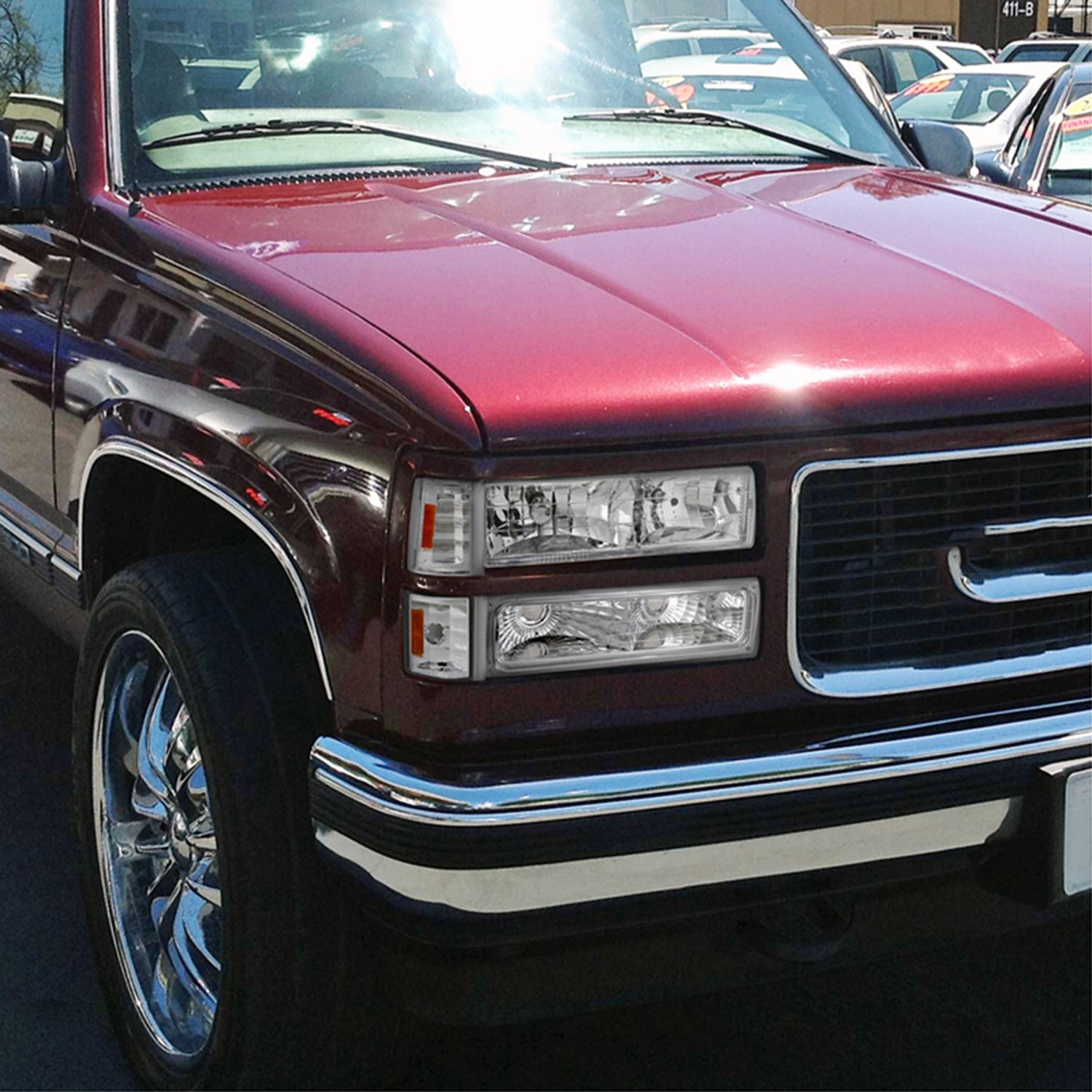 1994-1998 GMC Sierra/Yukon/Suburban Corner Lights Amber Reflectors Chrome