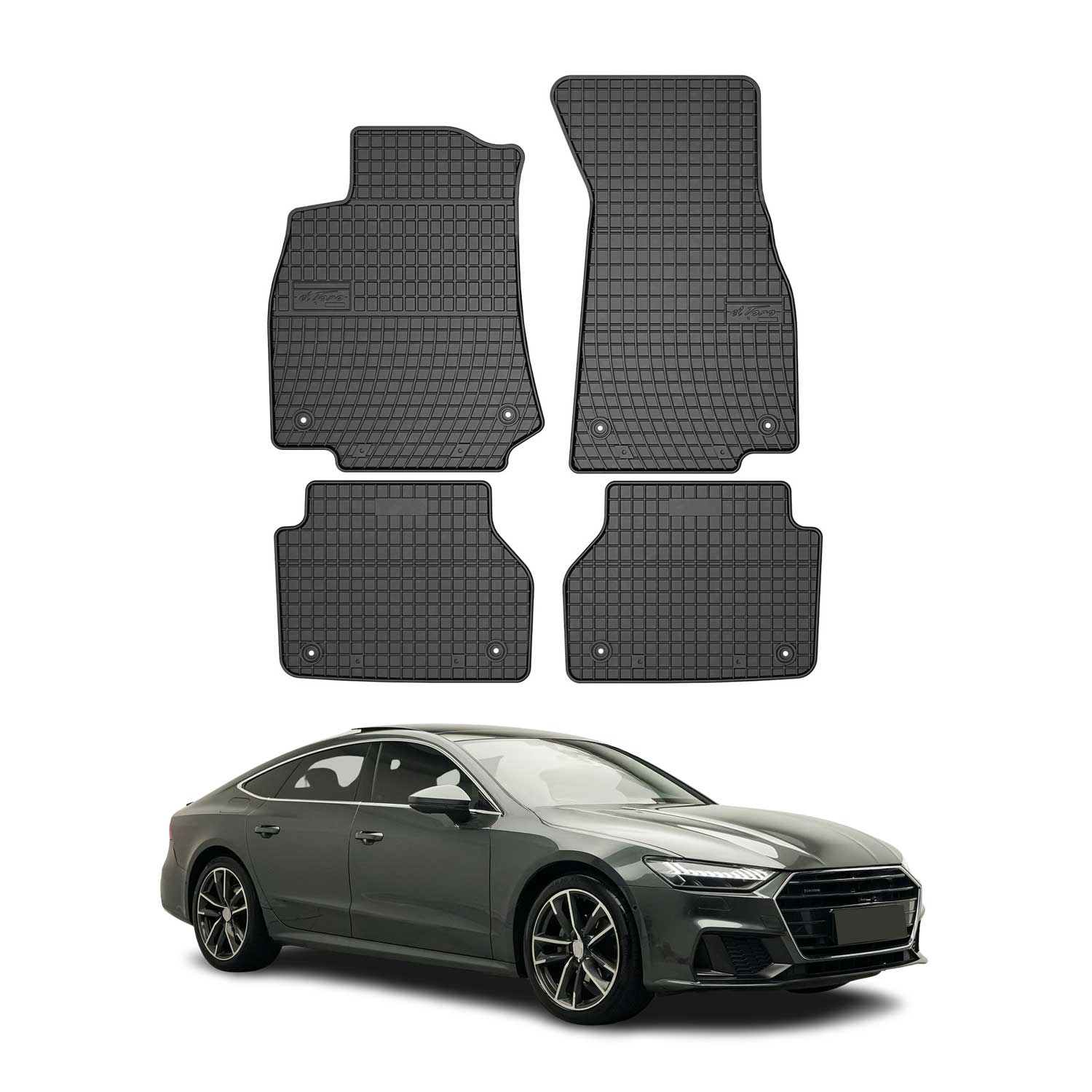 2019-2024 Audi A7 S7 RS7 Sportback (C8 TYP 4K8) Floor Mats Liners Full Set All Weather Rubber Black
