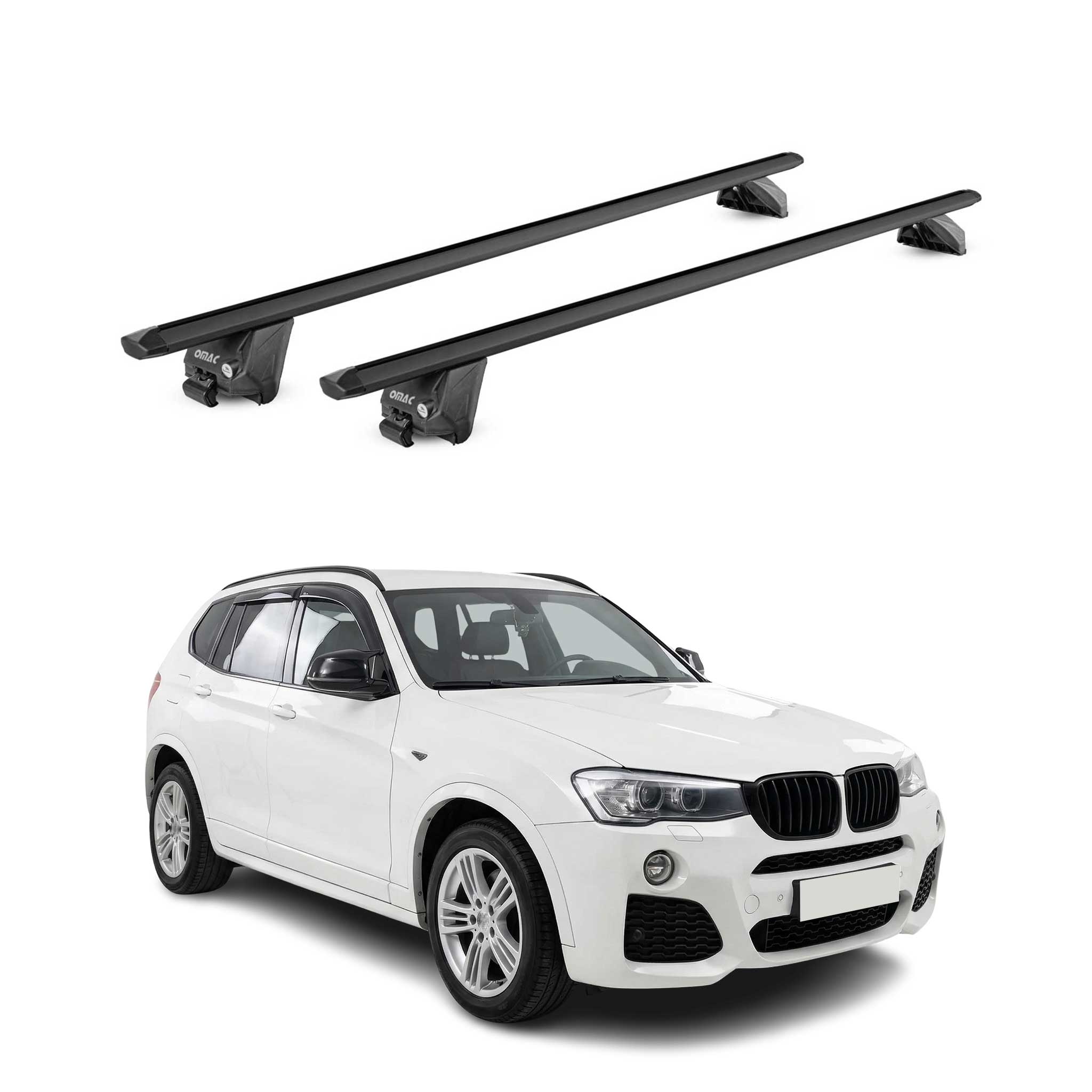 Roof Rack Cross Bars Luggage Carrier for BMW X3 2.gen 2011-17 Aluminium Black 2x