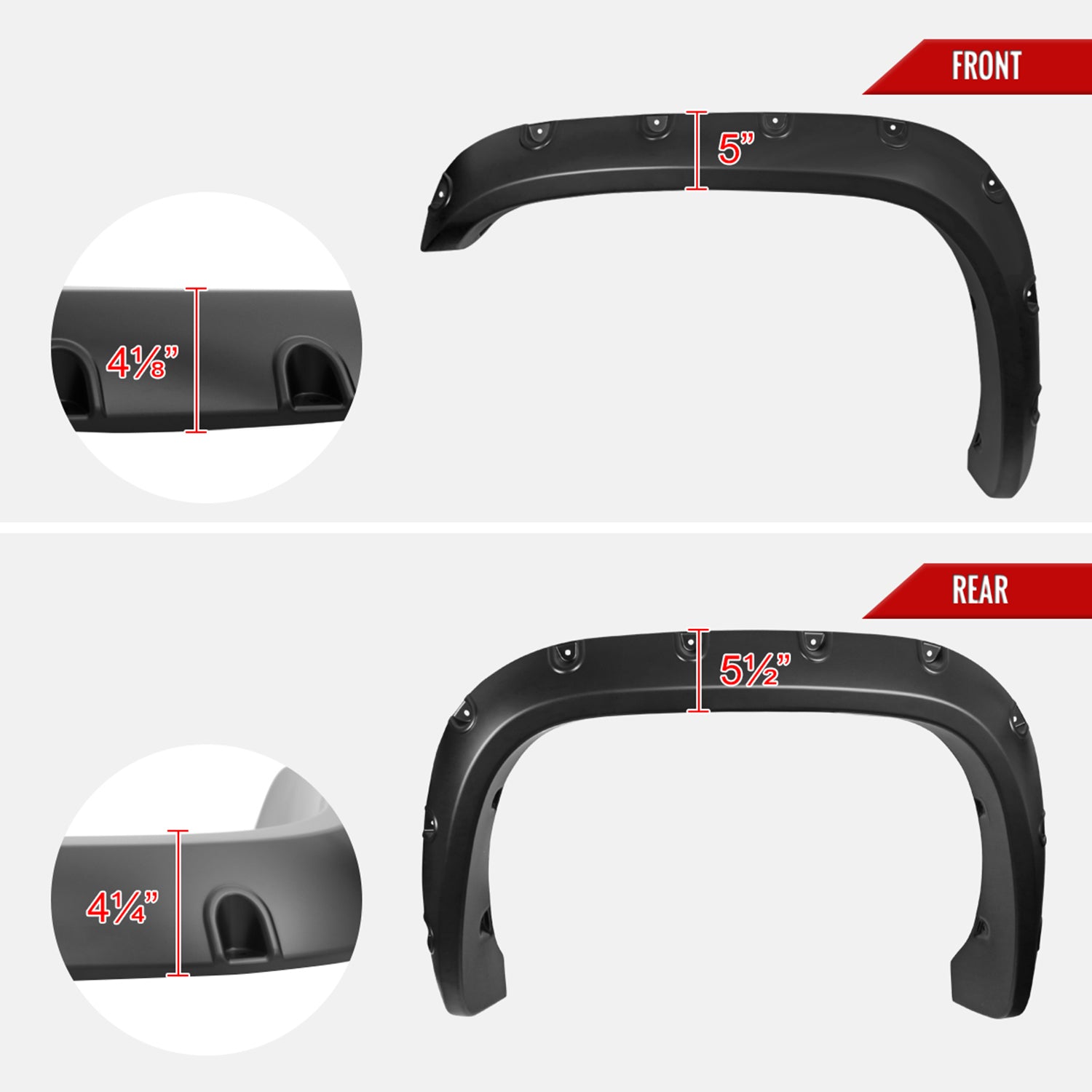 1994-2001 Dodge RAM 1500 2500 3500 Smooth Rivet Style Fender Flares