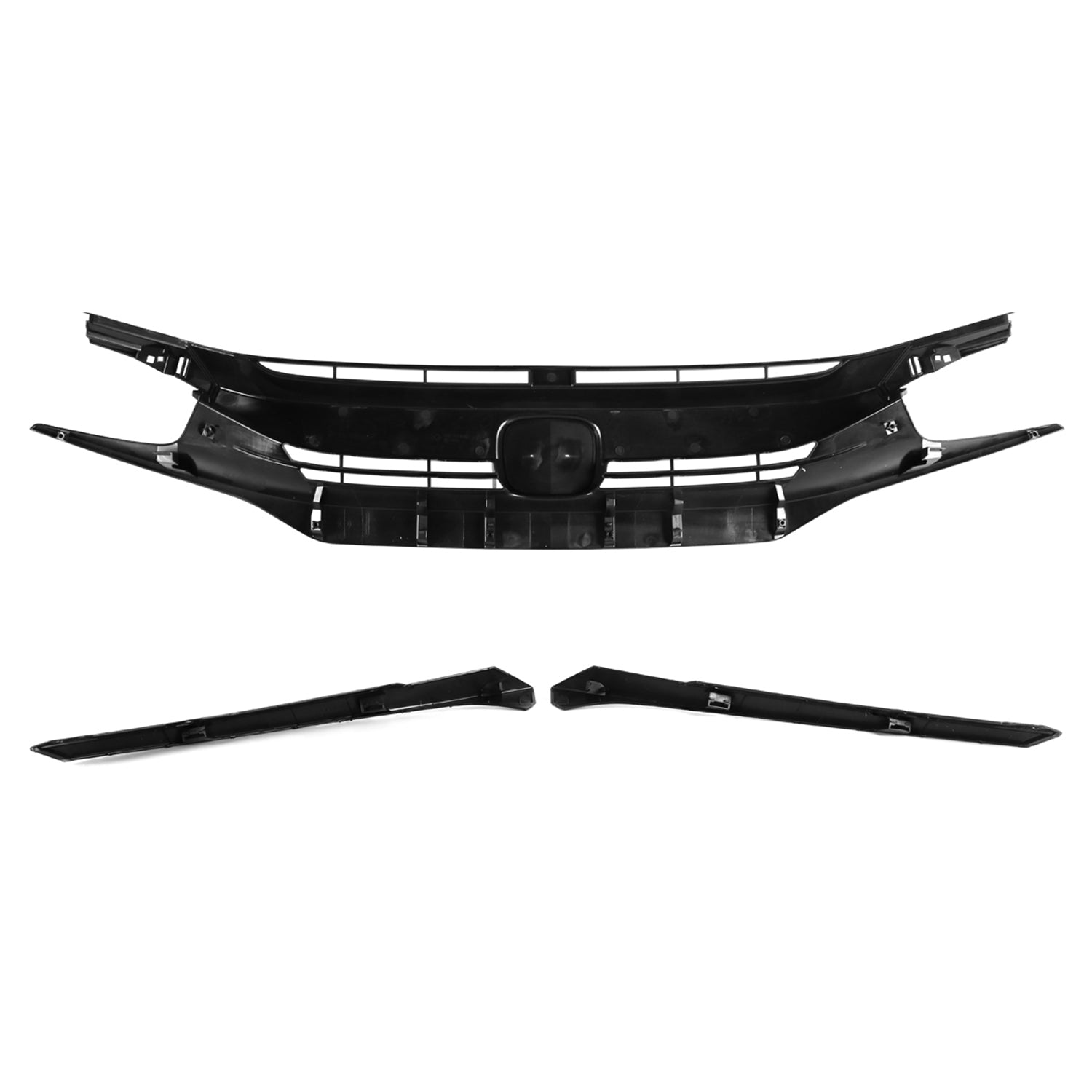 2016-2018 Honda Civic Factory Style Glossy Black ABS Mesh Grille w/ Eyebrows