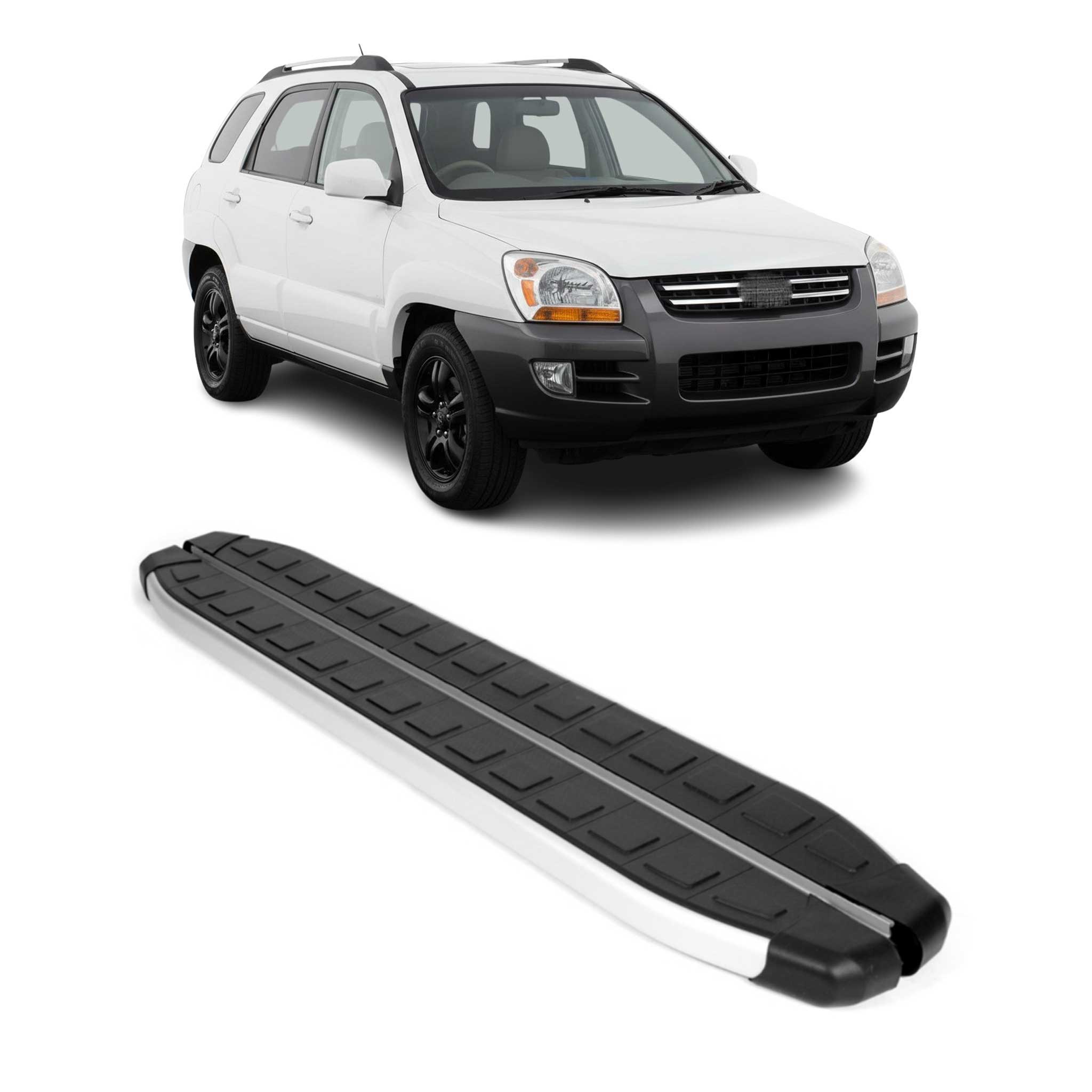 2005-2010 Kia Sportage Running Boards Side Steps Silver & Black