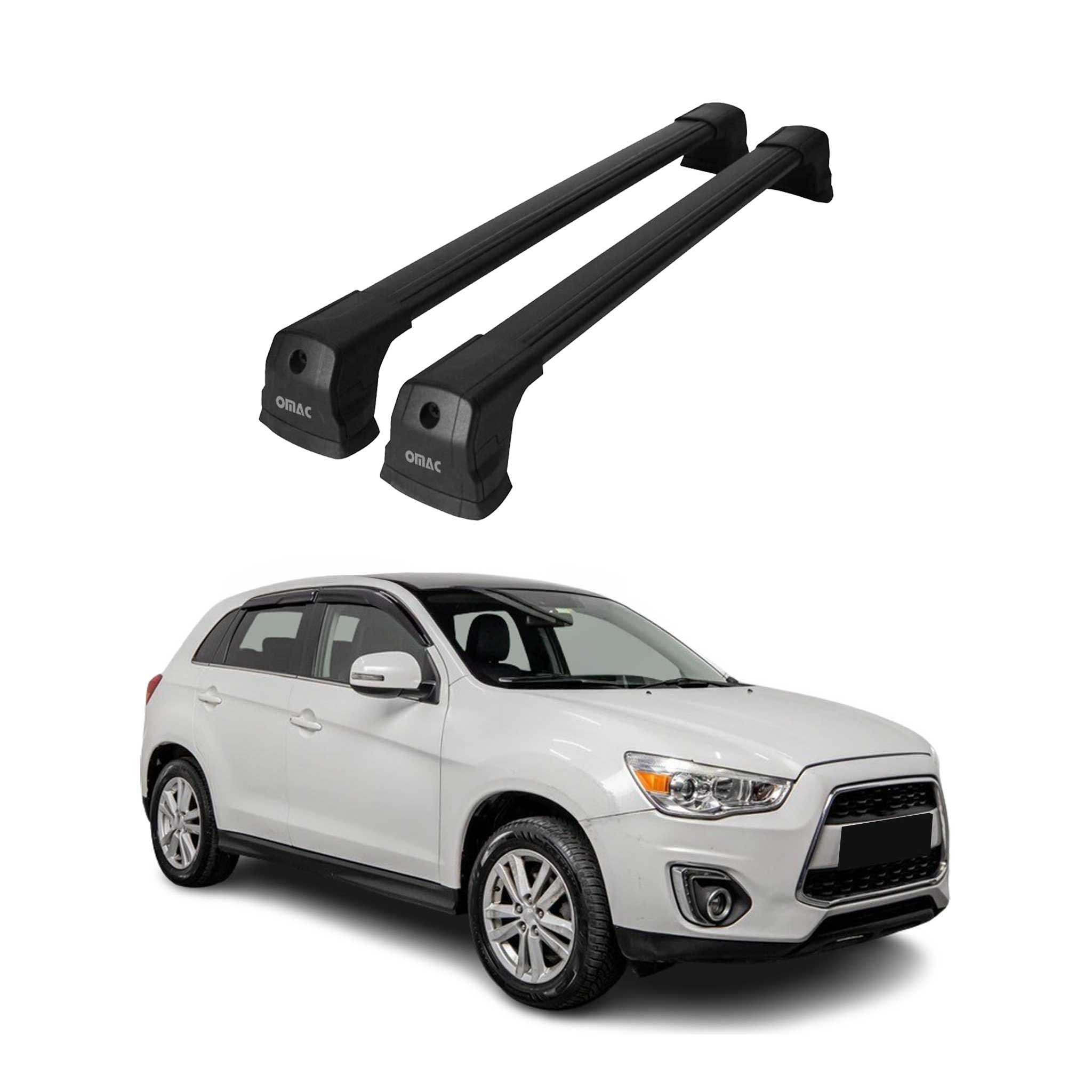 2011-2023 Mitsubishi Outlander Sport Roof Rack Cross Bars Luggage Carrier Aluminium Black 2 Pcs