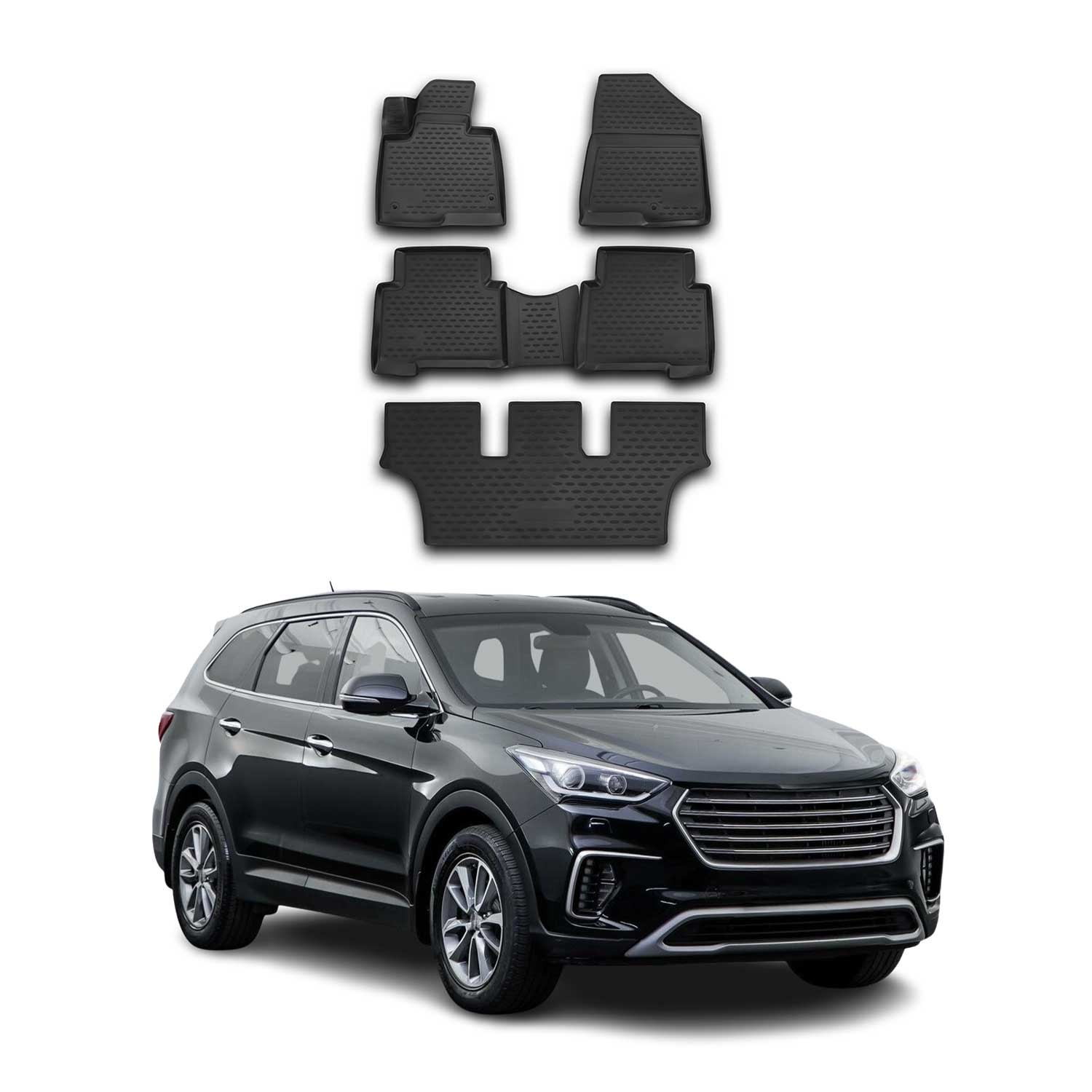 2013-2018 Hyundai Santa Fe Floor Mats Liners Full Set All Weather Black