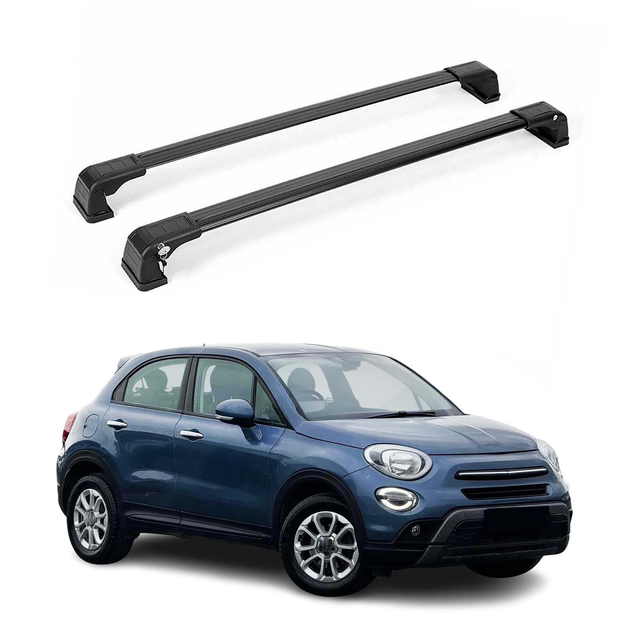 2016-2023 Fiat 500X Roof Rack Cross Bars Black
