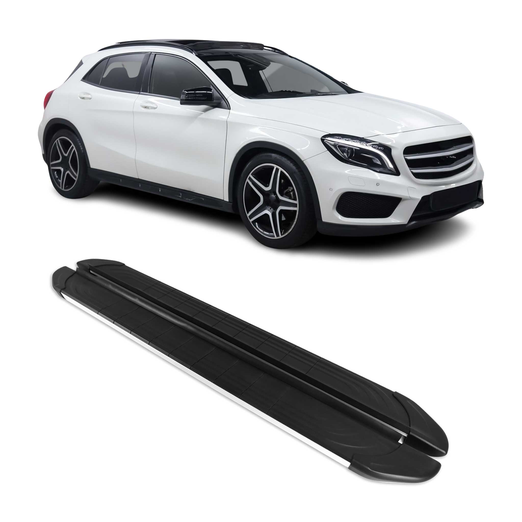 2015-2019 Mercedes GLA Class X156 Running Boards Side Steps Silver & Black