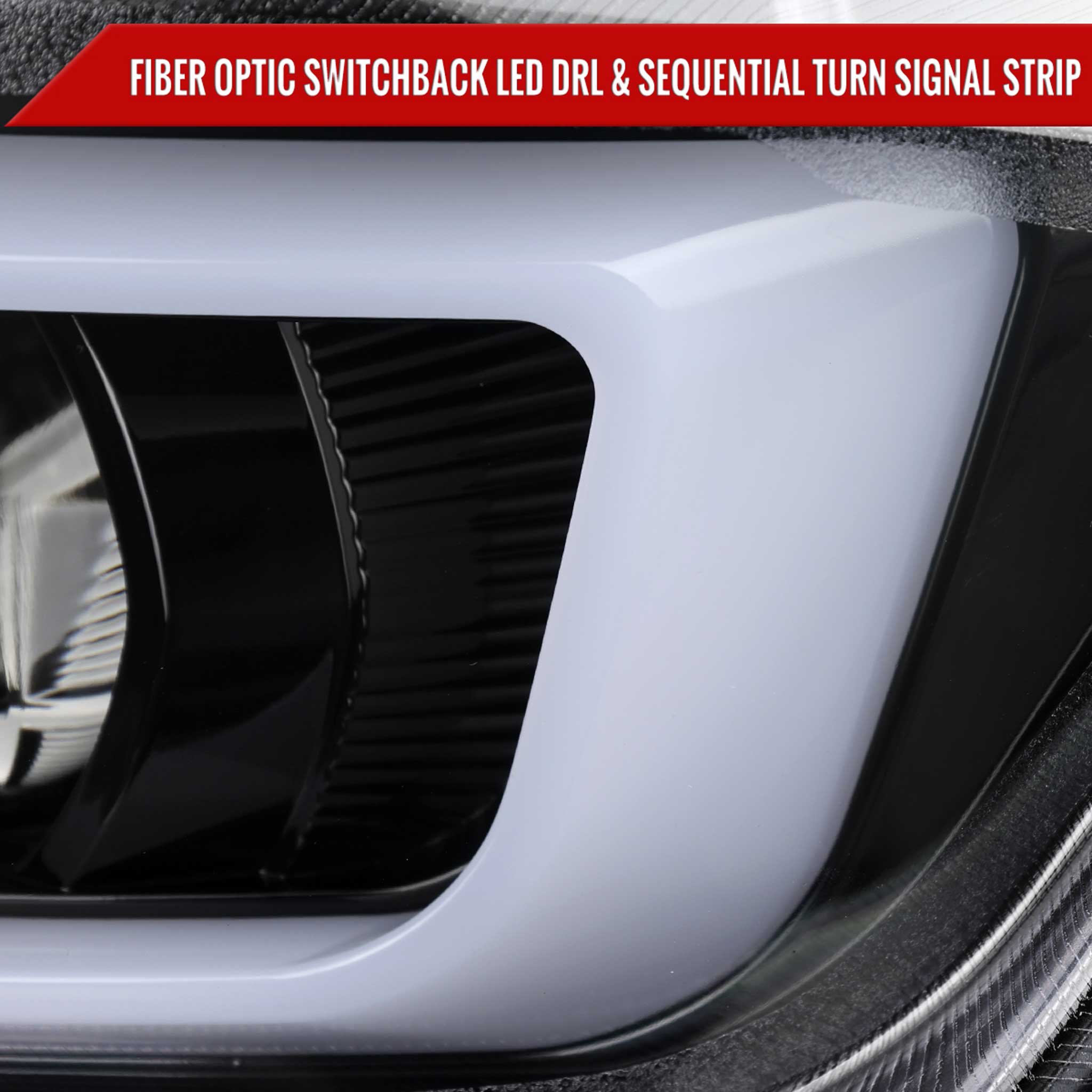 For Chevrolet Camaro 2016-2018 LED Strip Projector Headlights Turn Signal Light Glossy Black Housing Clear Lens