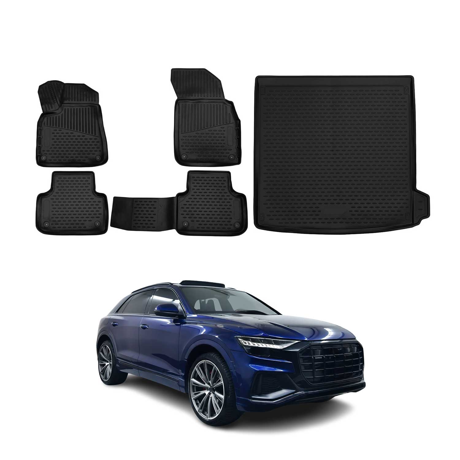 2019-2025 Audi Q8 Floor Mats & Cargo Liner Full Set All Weather Black