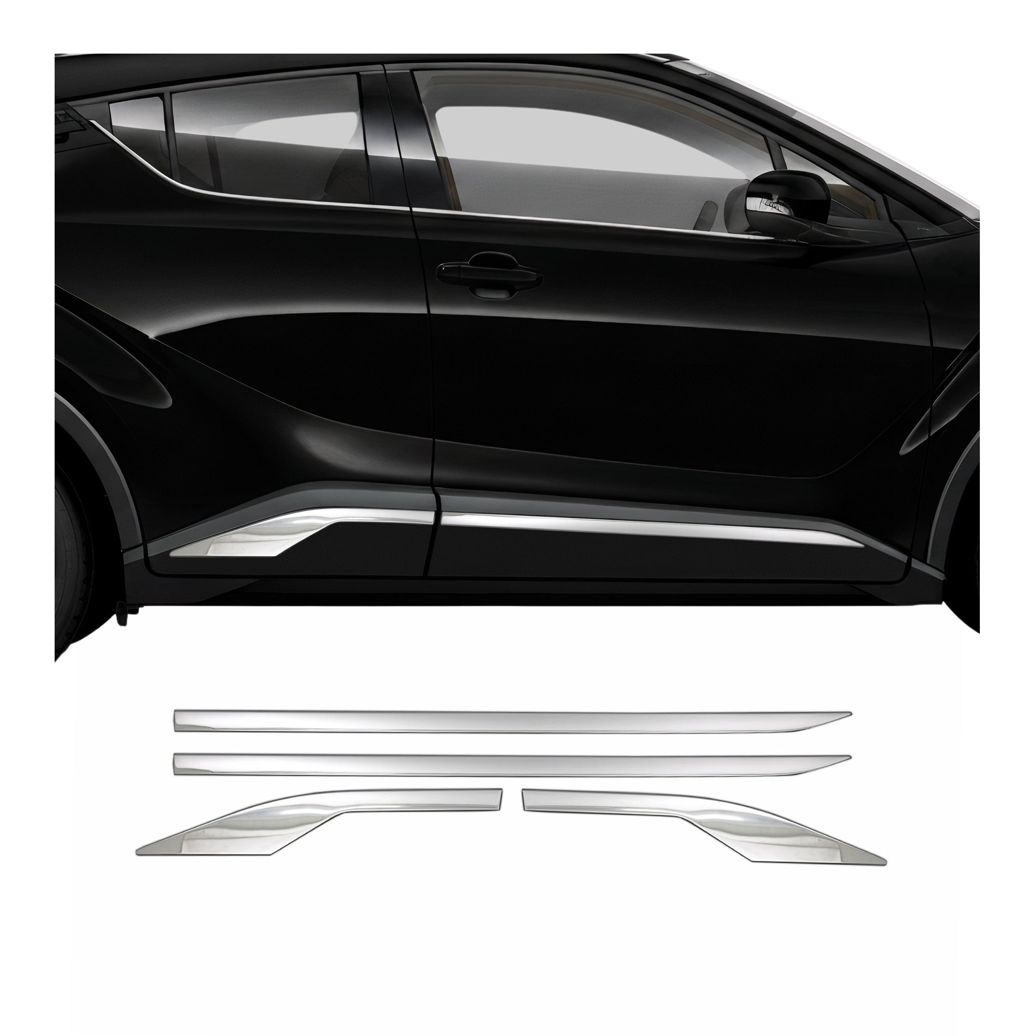 2018-2022 Toyota C-HR Side Door Molding Trim Skirt Garnish Stainless Steel Silver 4Pcs