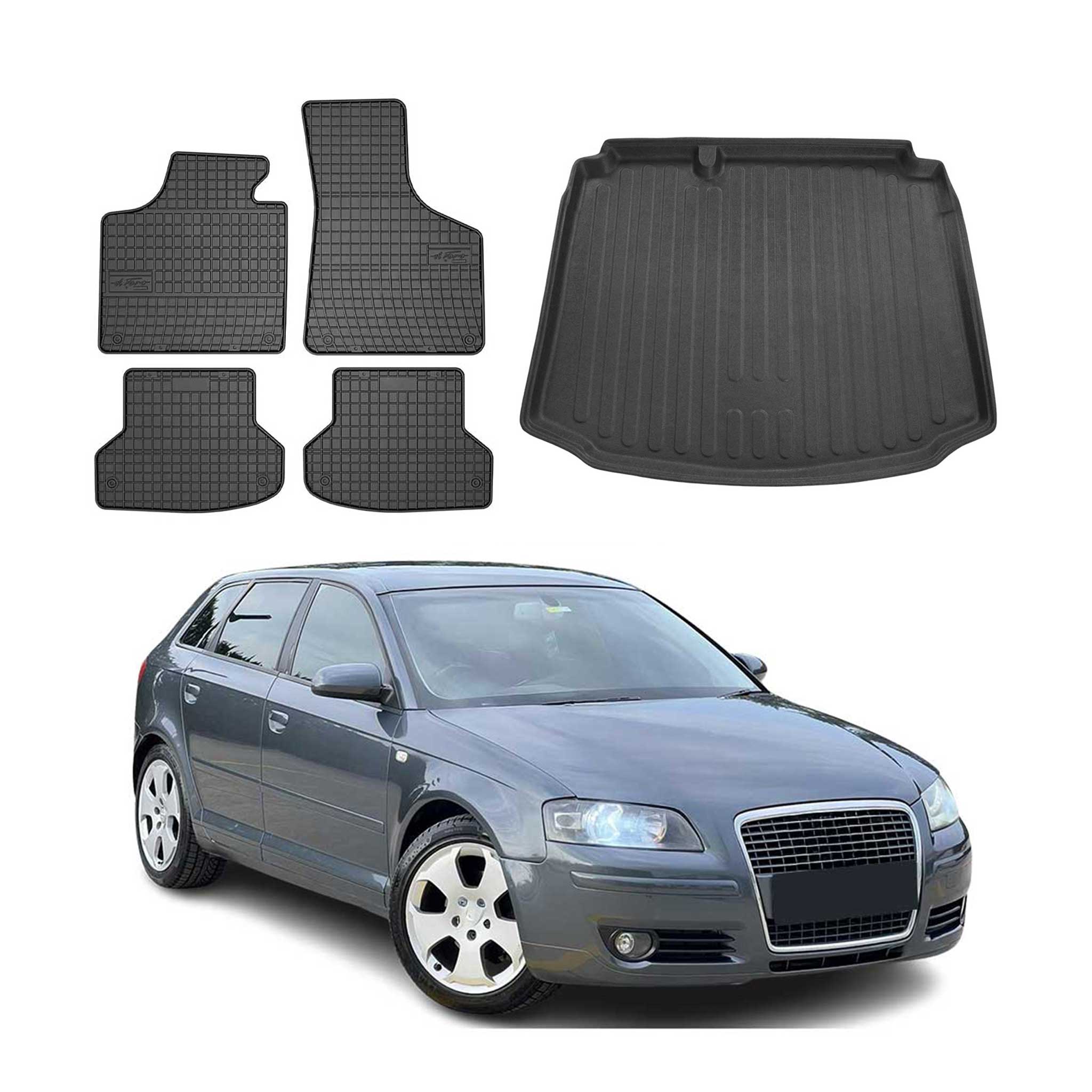 2006-2013 Audi A3 Sportback Floor Mats & Cargo Liner Full Set All Weather Black