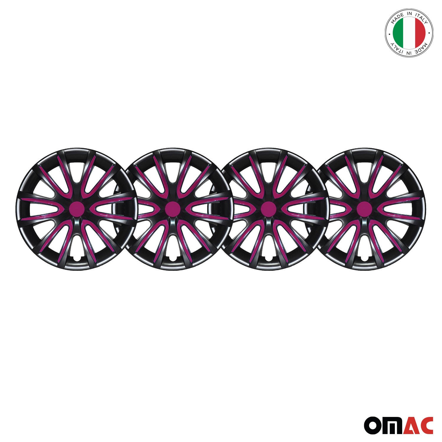 Bicolo Hub Caps Wheel Cover 14" Black & Violet Full Set 4 pcs.