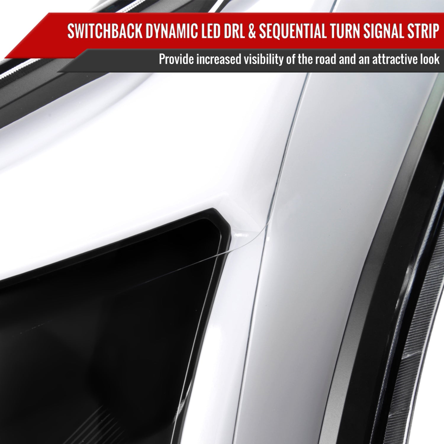 2010-2016 Cadillac SRX Projector Headlights Turn Signal LED Bar Black