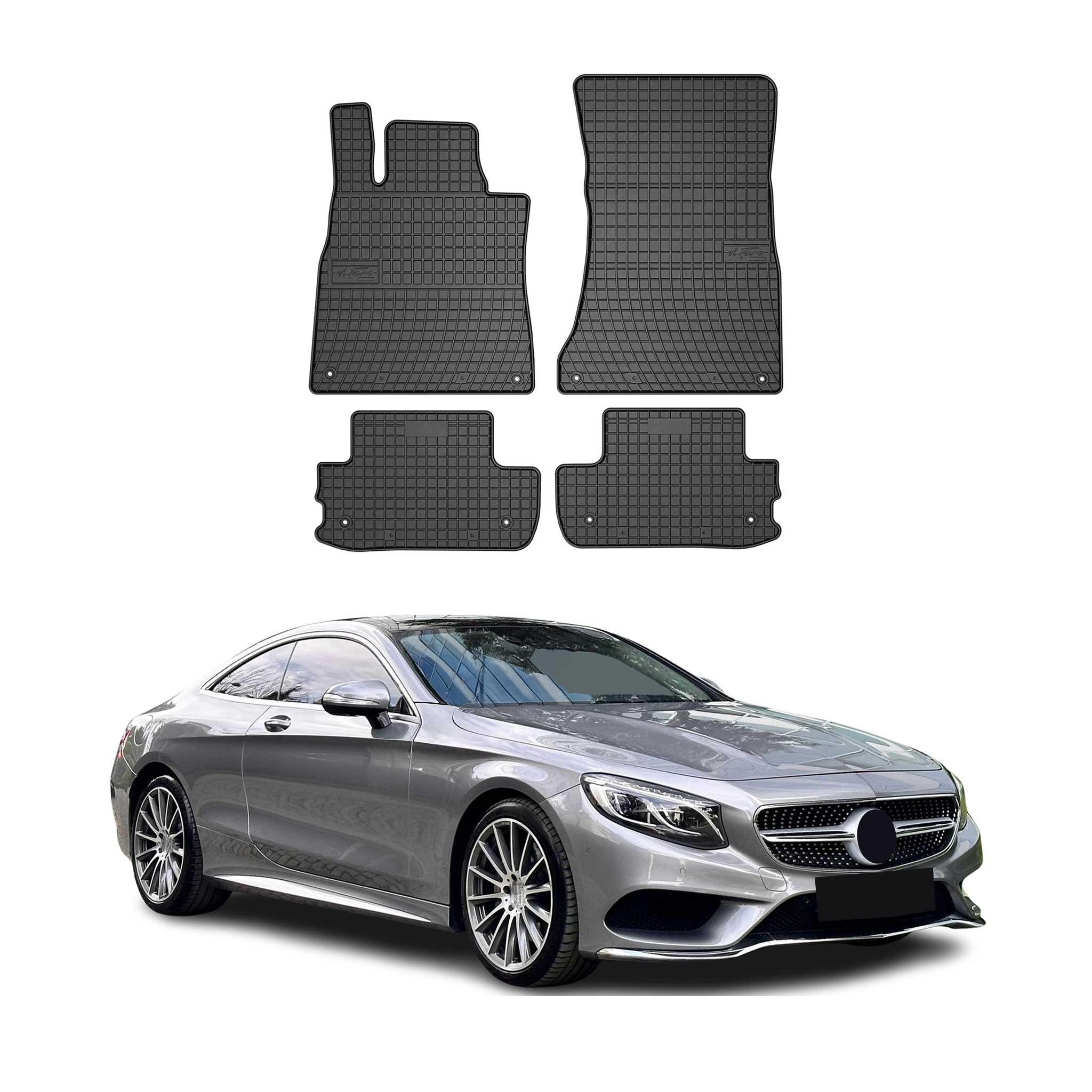 2015-2021 Mercedes S Class C217 Coupe Floor Mats Liners Full Set All Weather Rubber Black