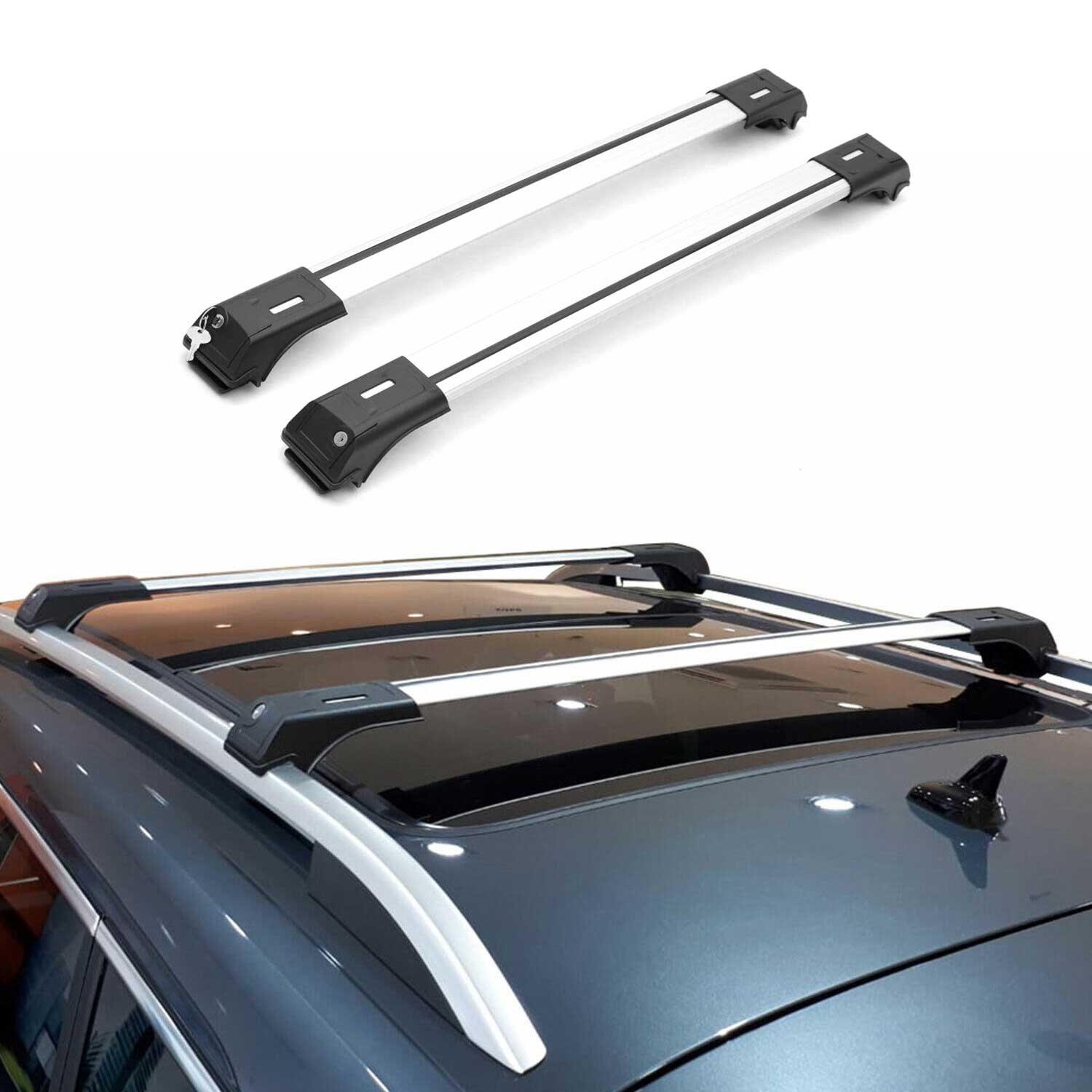 2003-2009 Toyota Land Cruiser Prado Roof Rack Cross Bars Silver