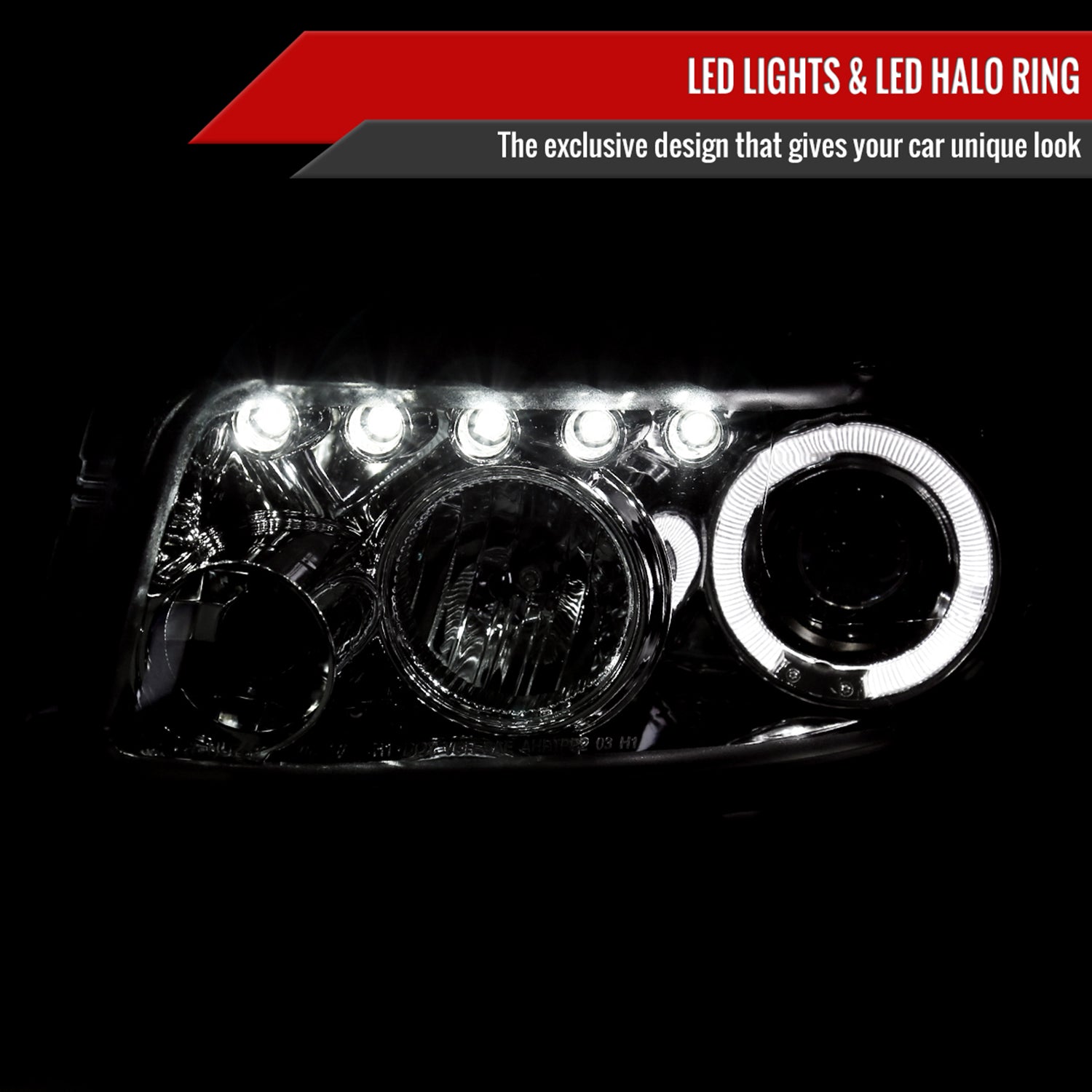 2008-2010 Scion xB Single Halo Projector Headlights Chrome/Clear Lens