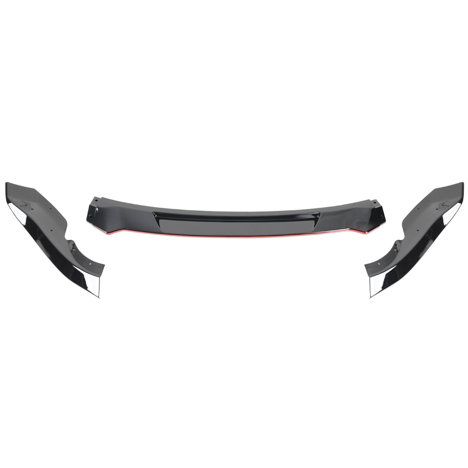 2009-2012 Nissan 370Z Glossy Black/Red Trim 3PC Front Bumper Lip Splitter Kit