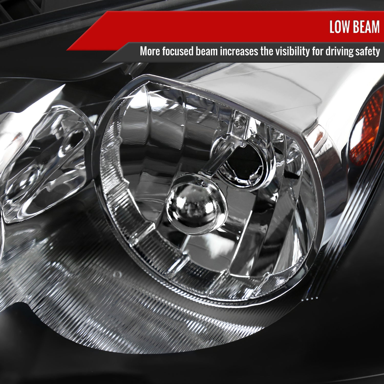 2005-2010 Pontiac G6 Factory Headlights w/Amber Reflectors Matt Black/Clear