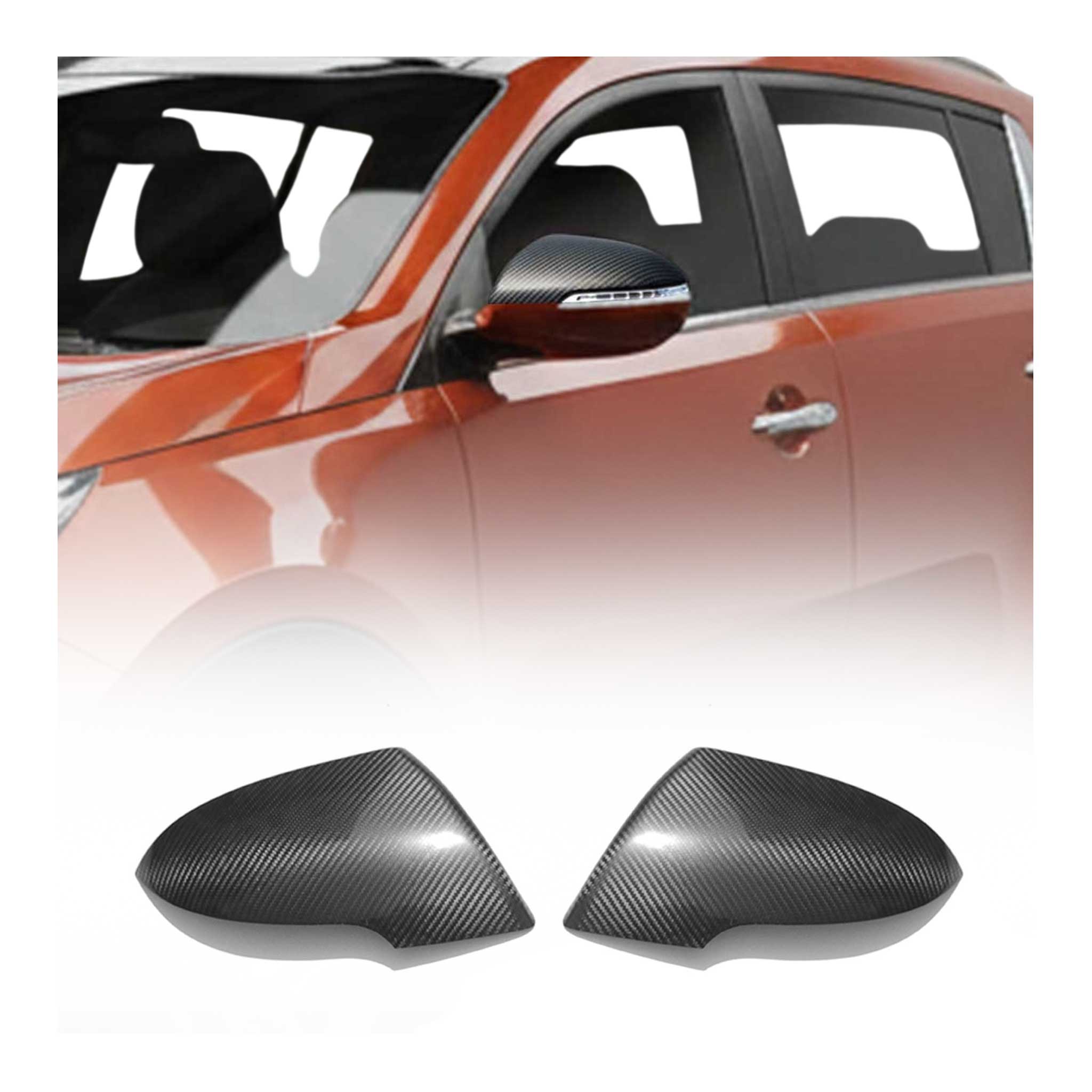2011-2014 Kia Sportage Side Mirror Cover Caps Carbon Fiber Black 2 Pcs