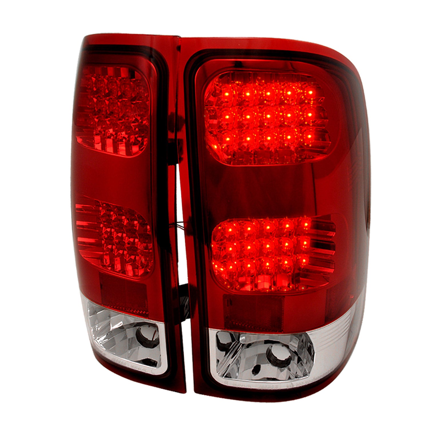 2007-2014 GMC Sierra LED Tail Lights Chrome Housing/Red Clear Lens