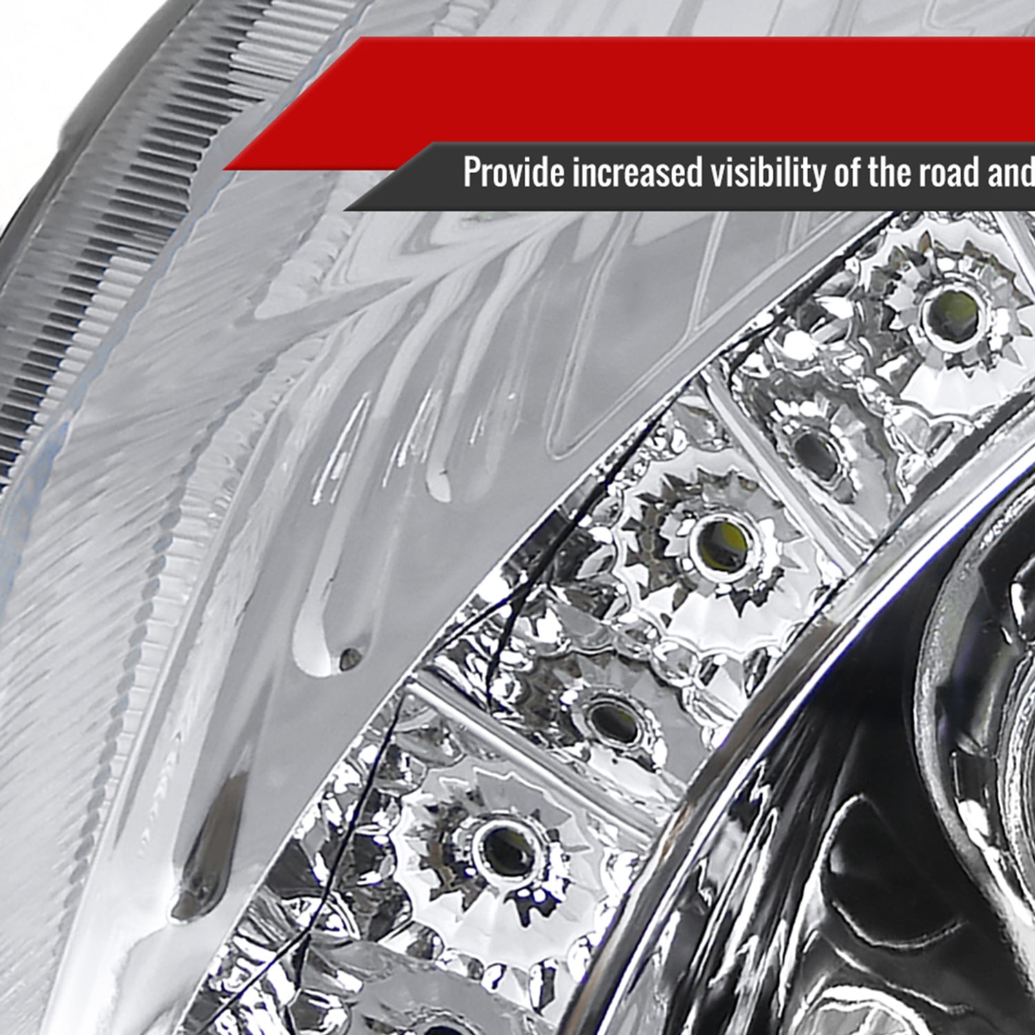 2008-2014 Cadillac CTS Projector Headlights w/LED Light Strip Chrome/Clear