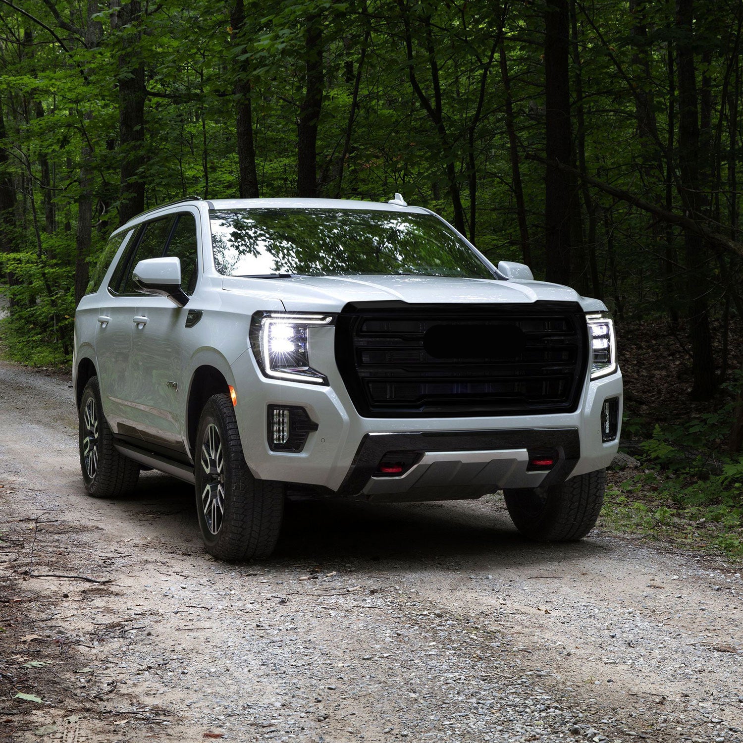 2021-2024 GMC Yukon Grille Overlay Gloss Black 5Pcs ABS Plastic