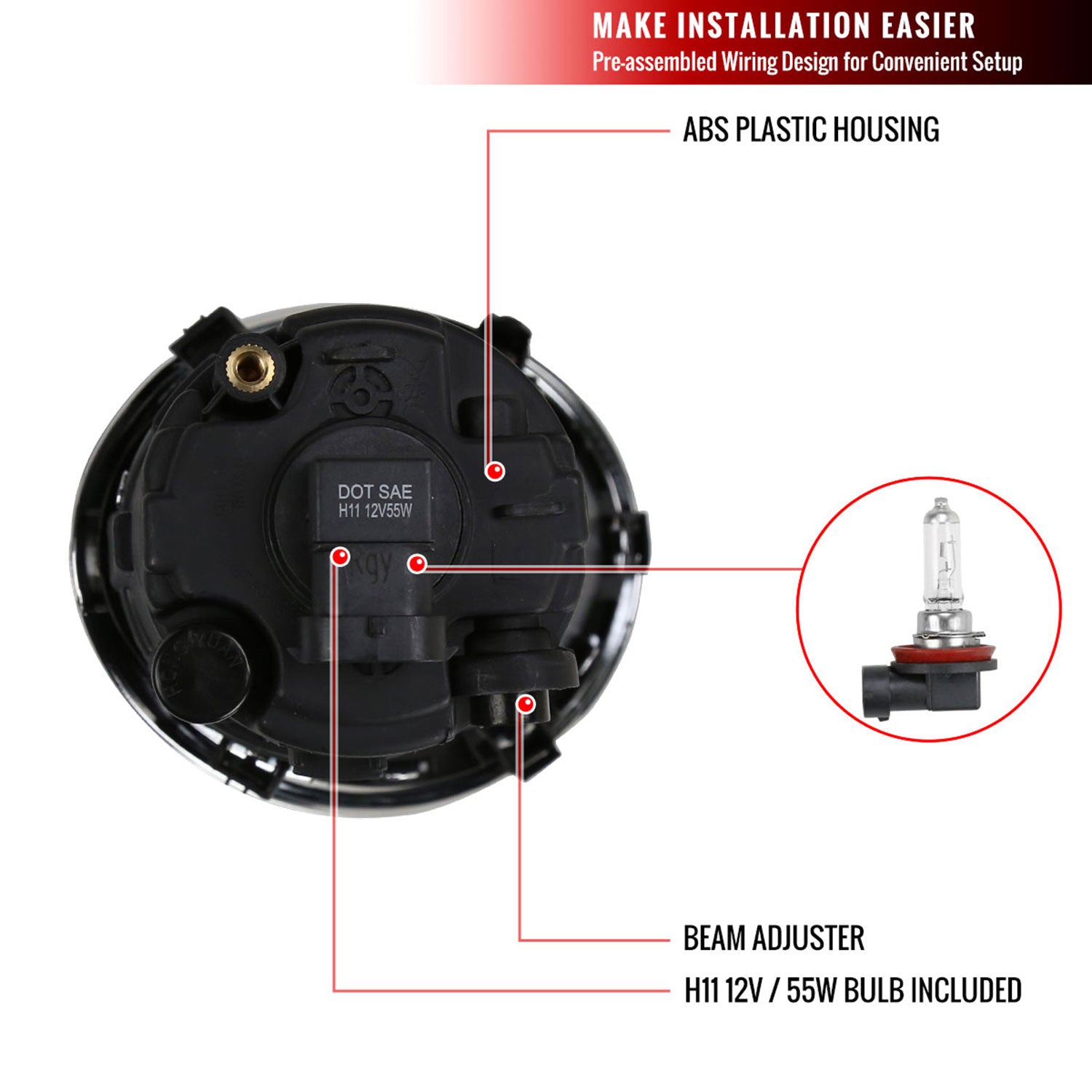 2017-2018 Nissan Rogue Sport H11 Fog Lights Kit Chrome Housing/Clear Lens