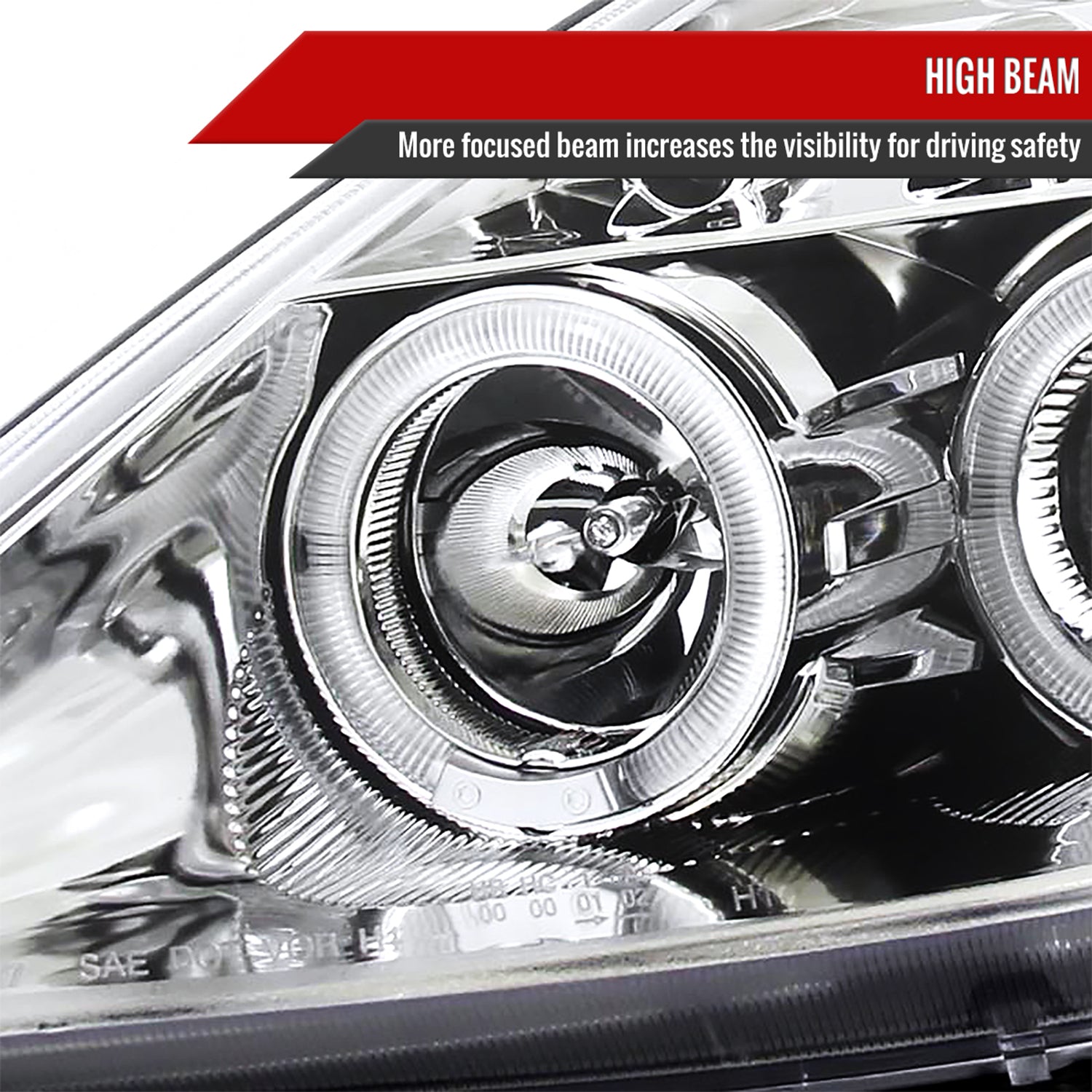 2000-2005 Toyota Celica Dual Halo Projector Headlights Chrome/Clear Lens